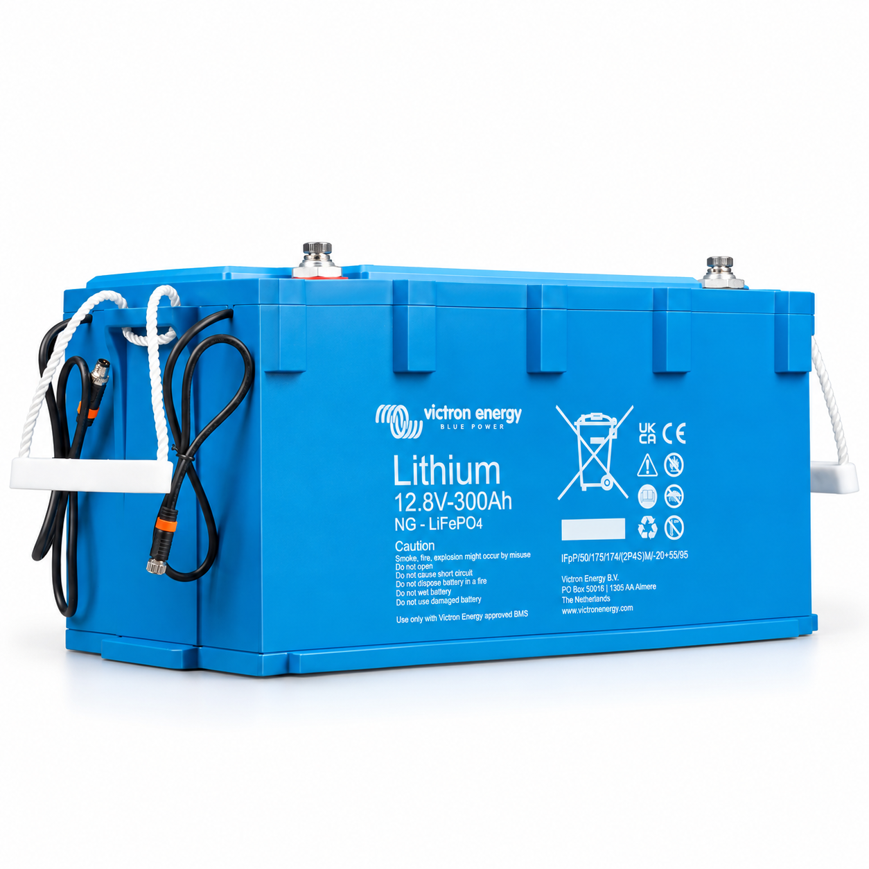 Victron Energy LiFePO4 12,8V 300Ah NG akü sol perspektif görünüm