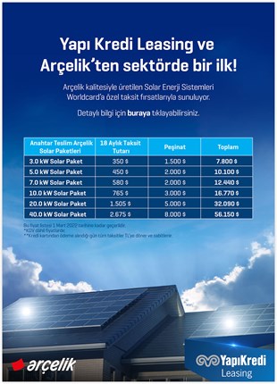 Arçelik 20.0 kW Solar Paket ve Yapı Kredi Leasing