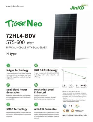 Jinko Tiger Neo 600W Bifacial Çift Cam Güneş Paneli | Yüksek