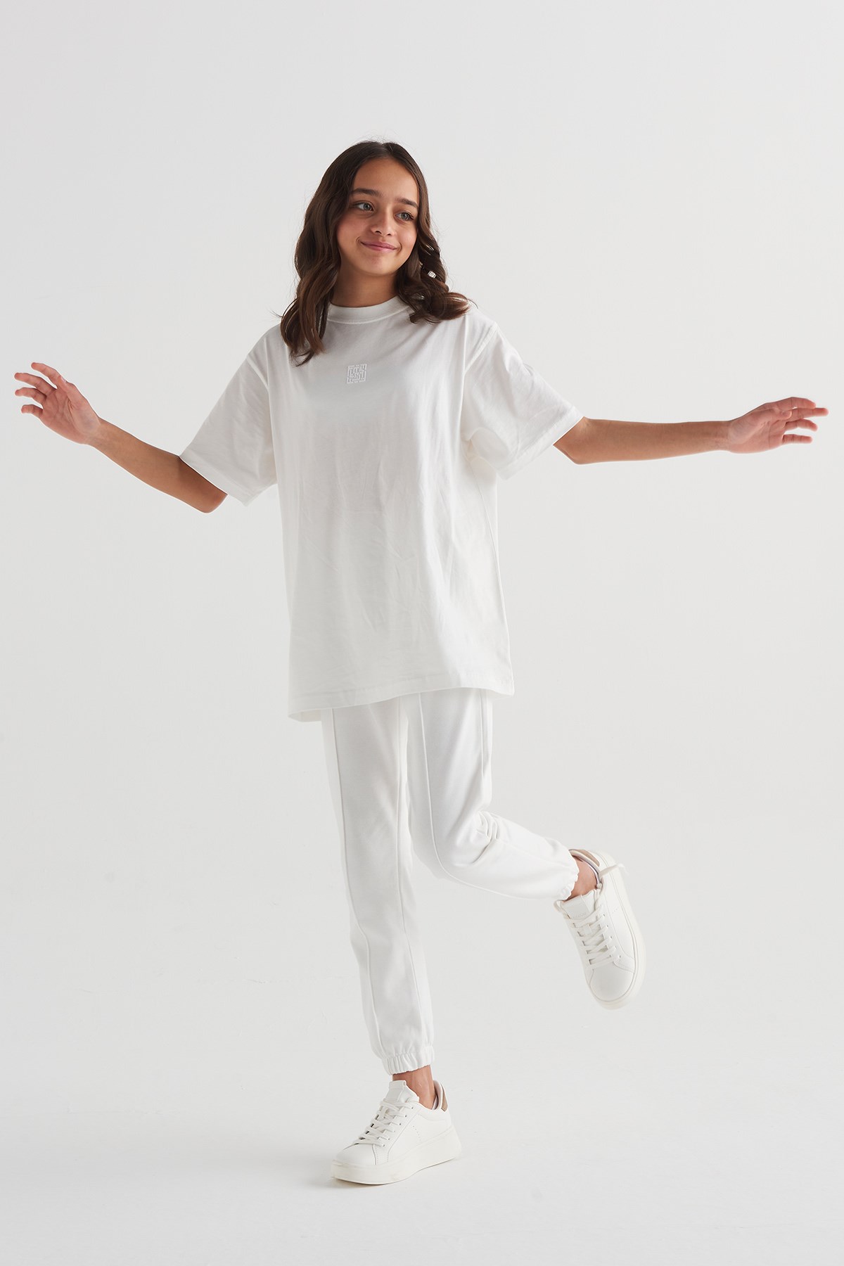 Unisex Çocuk Oversize Beyaz T-shirt