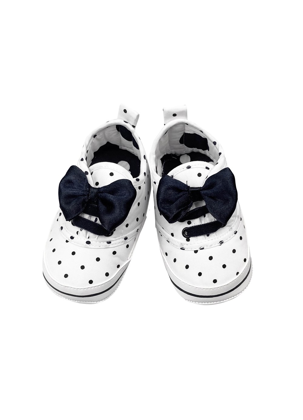 Funny Baby Fiyonklu Puantiyeli Bez Kız Bebek Ayakkabısı Beyaz I hansbebe