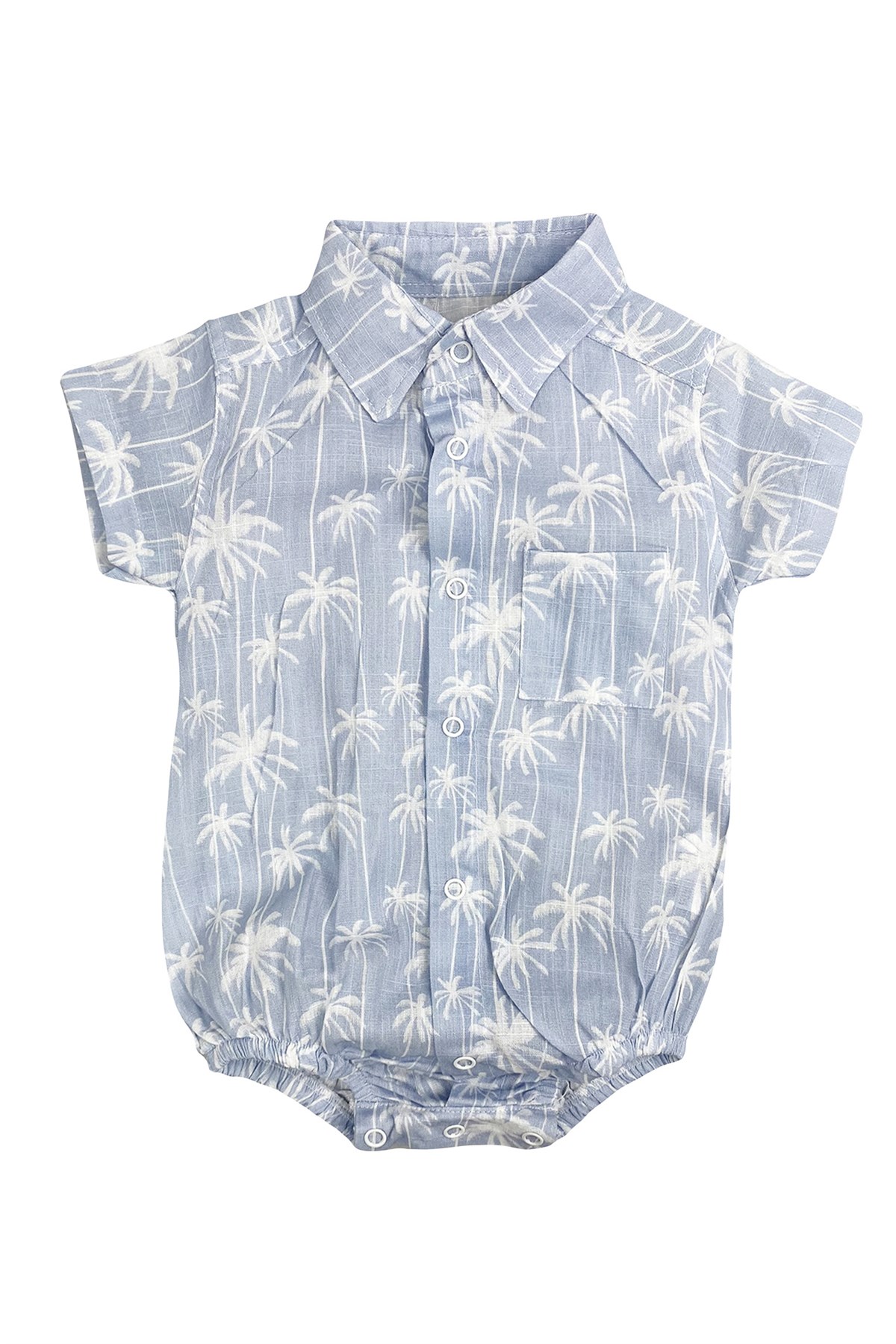 Palm Çıtçıtlı Bebek Badi Gömlek Tulum Mavi | hansbebe