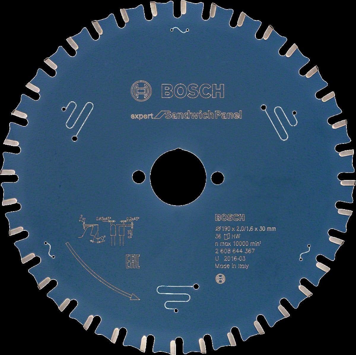 Bosch - Expert Serisi Sandviç Panel için Daire Testere Bıçağı 190*30 mm 36 Diş