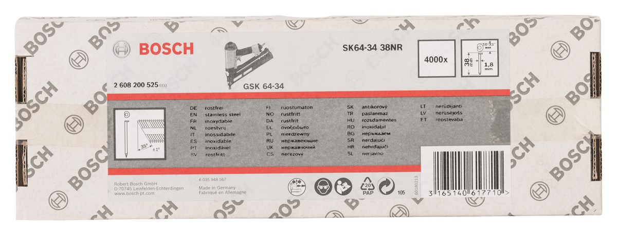 Bosch - GSK 64/34  38 mm 4000li Paslanmaz