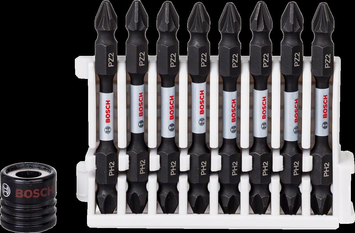 Bosch - Impact Control Serisi Çift Taraflı Vidalama Ucu 8liPH2/PZ2 *65mm + Mıknatıslı Tutucu