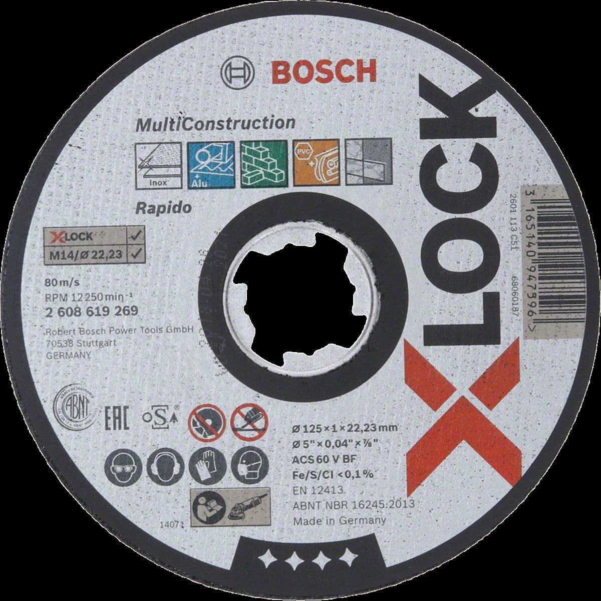 Bosch - X-LOCK - 125*1,0 mm Çoklu Malzemelerde Kullanım İçin Düz Kesme Diski (Taş)