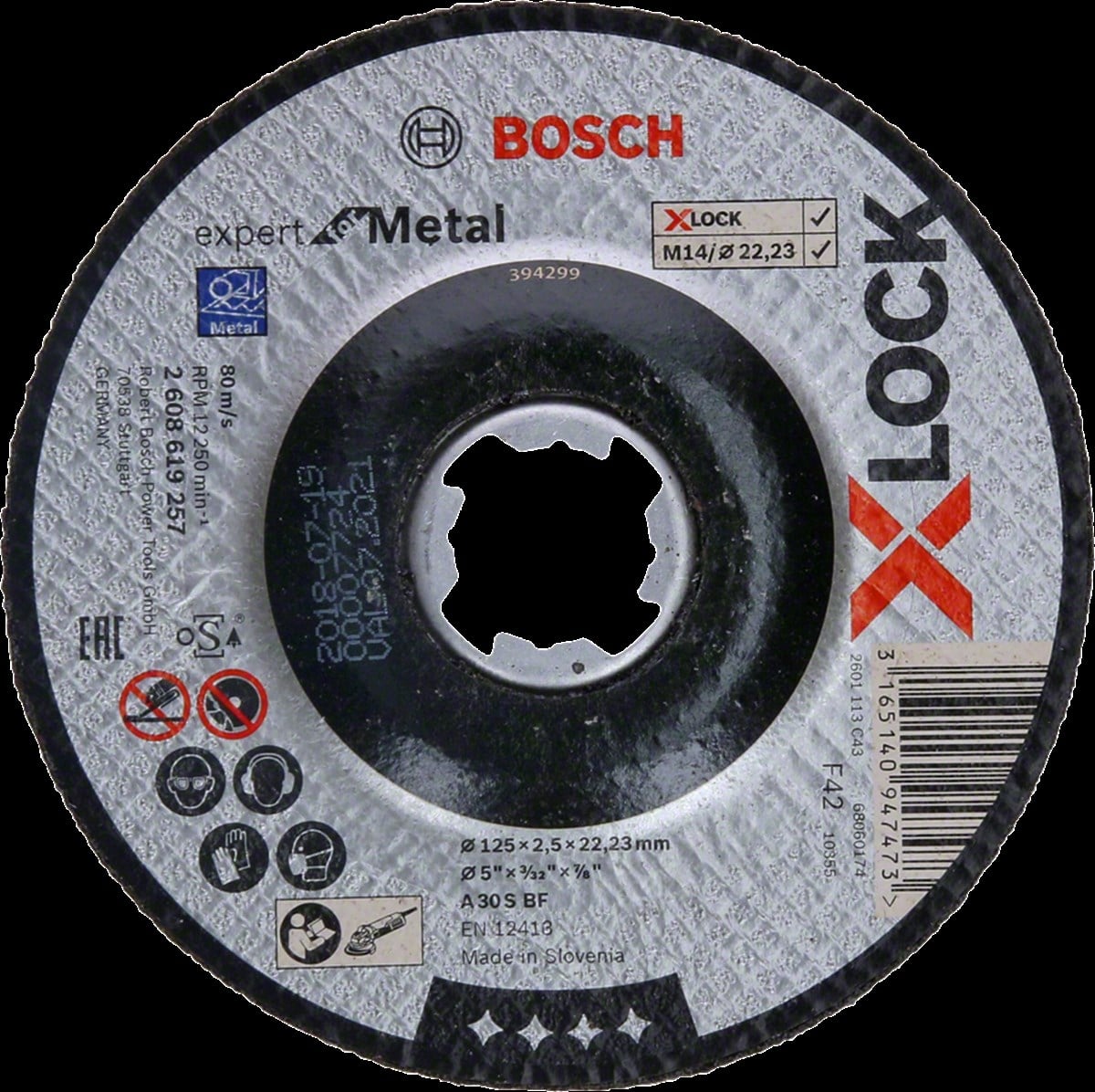Bosch - X-LOCK - 125*2,5 mm Expert Serisi Bombeli Metal Kesme Diski (Taş)