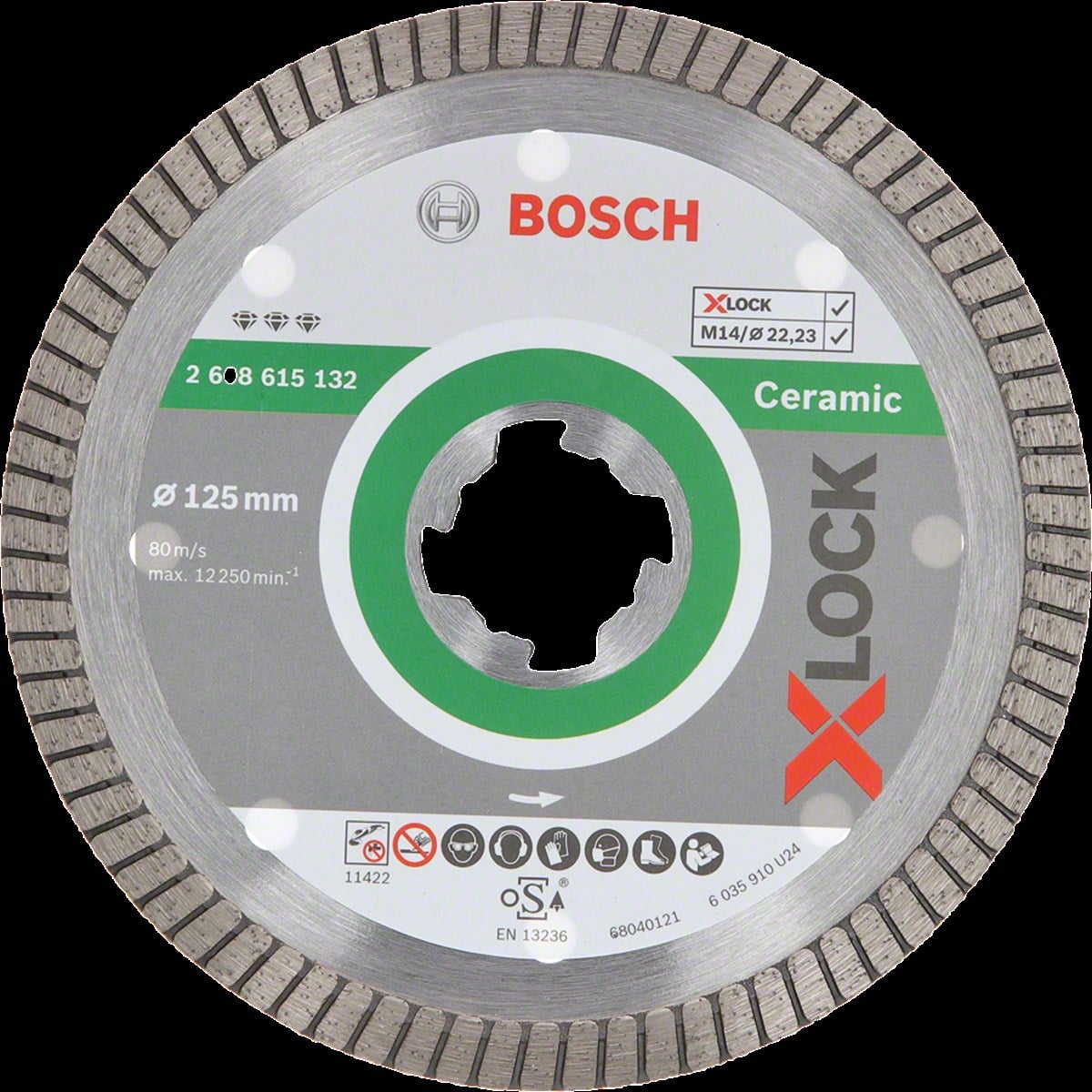 Bosch - X-LOCK - Best Serisi Seramik İçin, Extra Temiz Kesim Turbo Segman  Elmas Kesme Diski 125 mm