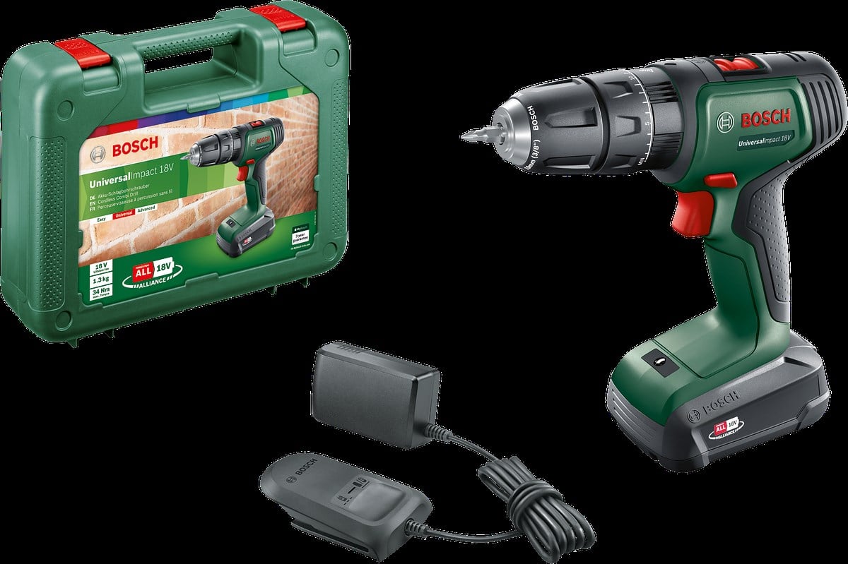 Bosch UniversalImpact 18 Tek Akülü Darbeli Delme Vidalama Makinesi (1 x 1,5Ah)