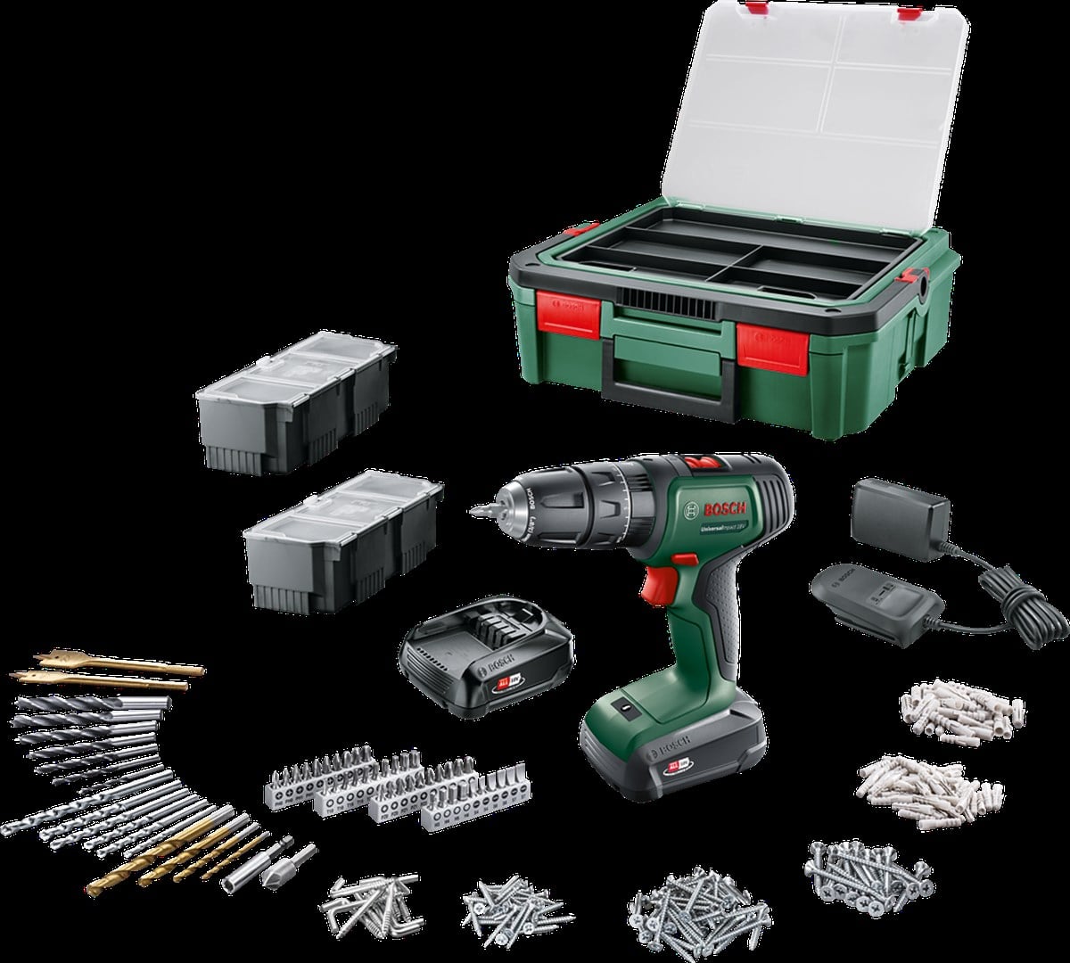 UniversalImpact 18V (2x1,5 Ah) Akülü Darbeli/Delme Vidalama Makinesi + 241 parça set + Systembox S