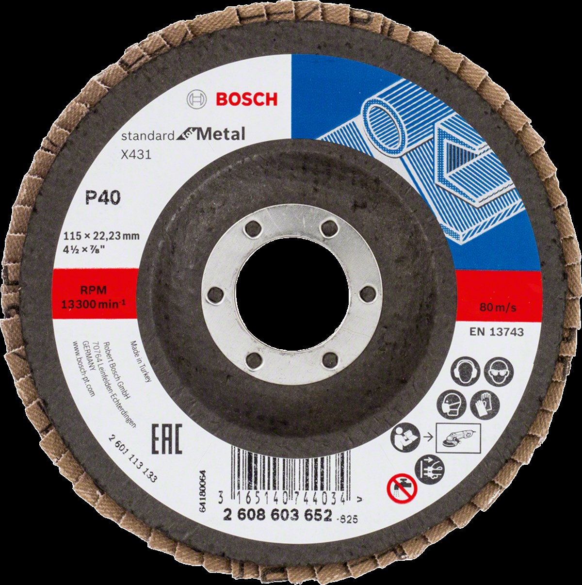 Bosch - 115 mm 40 Kum Standard Seri AlOX Flap Disk