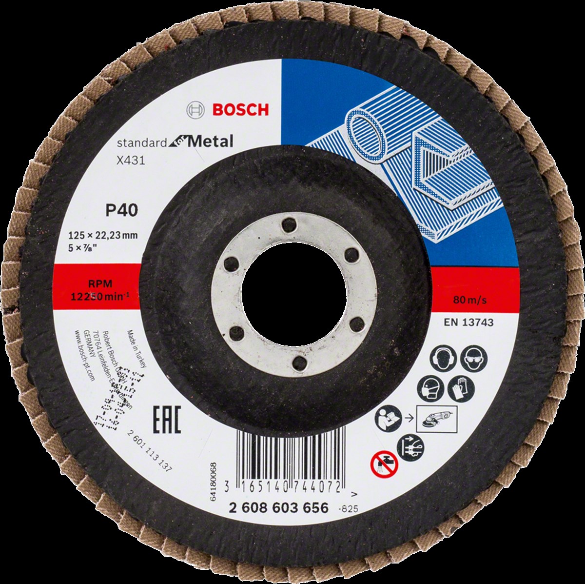 Bosch - 125 mm 40 Kum Standard Seri AlOX Flap Disk