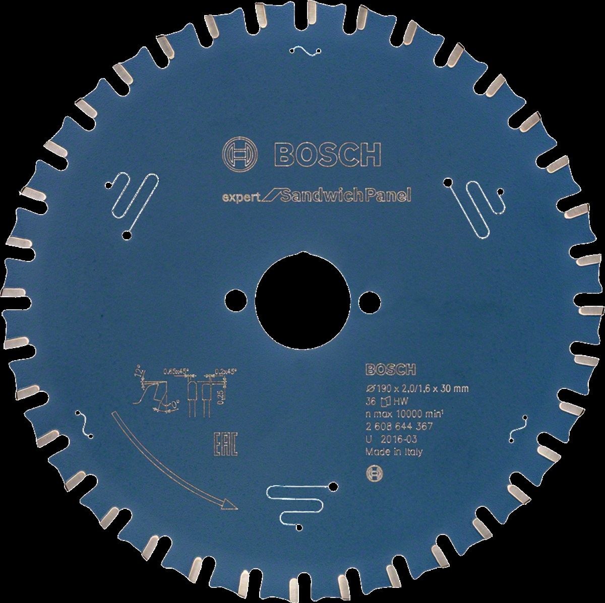 Bosch - Expert Serisi Sandviç Panel için Daire Testere Bıçağı 190*30 mm 36 Diş