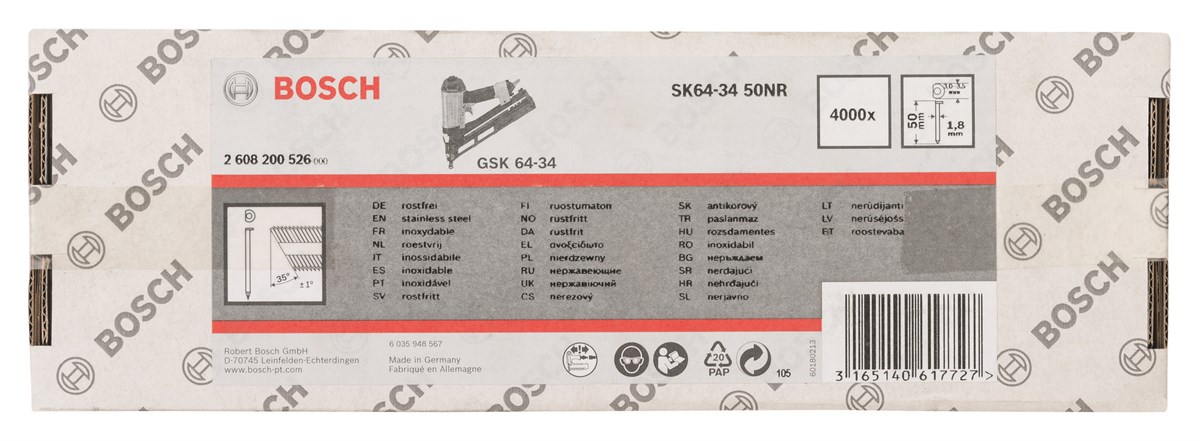 Bosch - GSK 64/34  50 mm 4000li Paslanmaz
