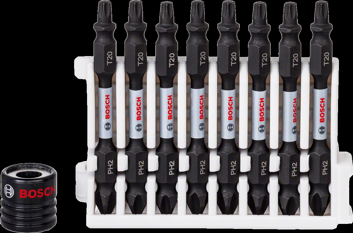 Bosch - Impact Control Serisi Çift Taraflı Vidalama Ucu 8'liPH2/T20 *65mm + Mıknatıslı Tutucu