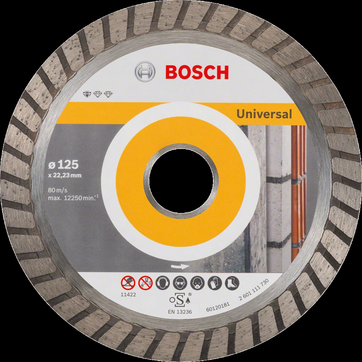 Bosch - Standard Seri Genel Yapı Malzemeleri İçin Turbo Segmanlı Elmas Kesme Diski 125 mm