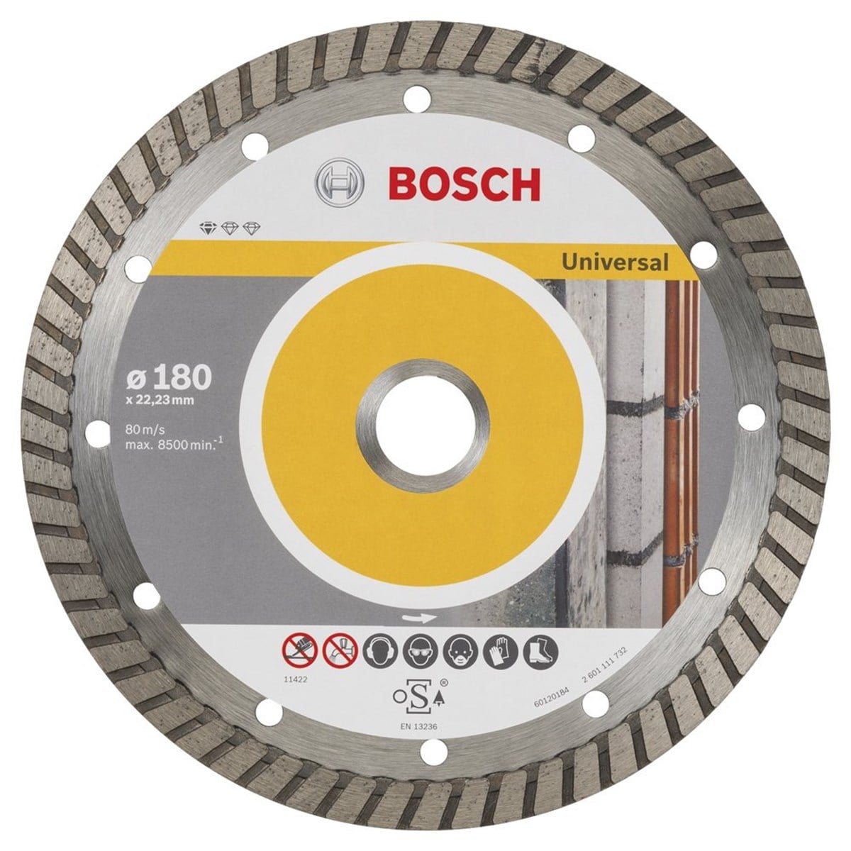 Bosch - Standard Seri Genel Yapı Malzemeleri İçin Turbo Segmanlı 9+1 Elmas Kesme Diski Set 180 mm