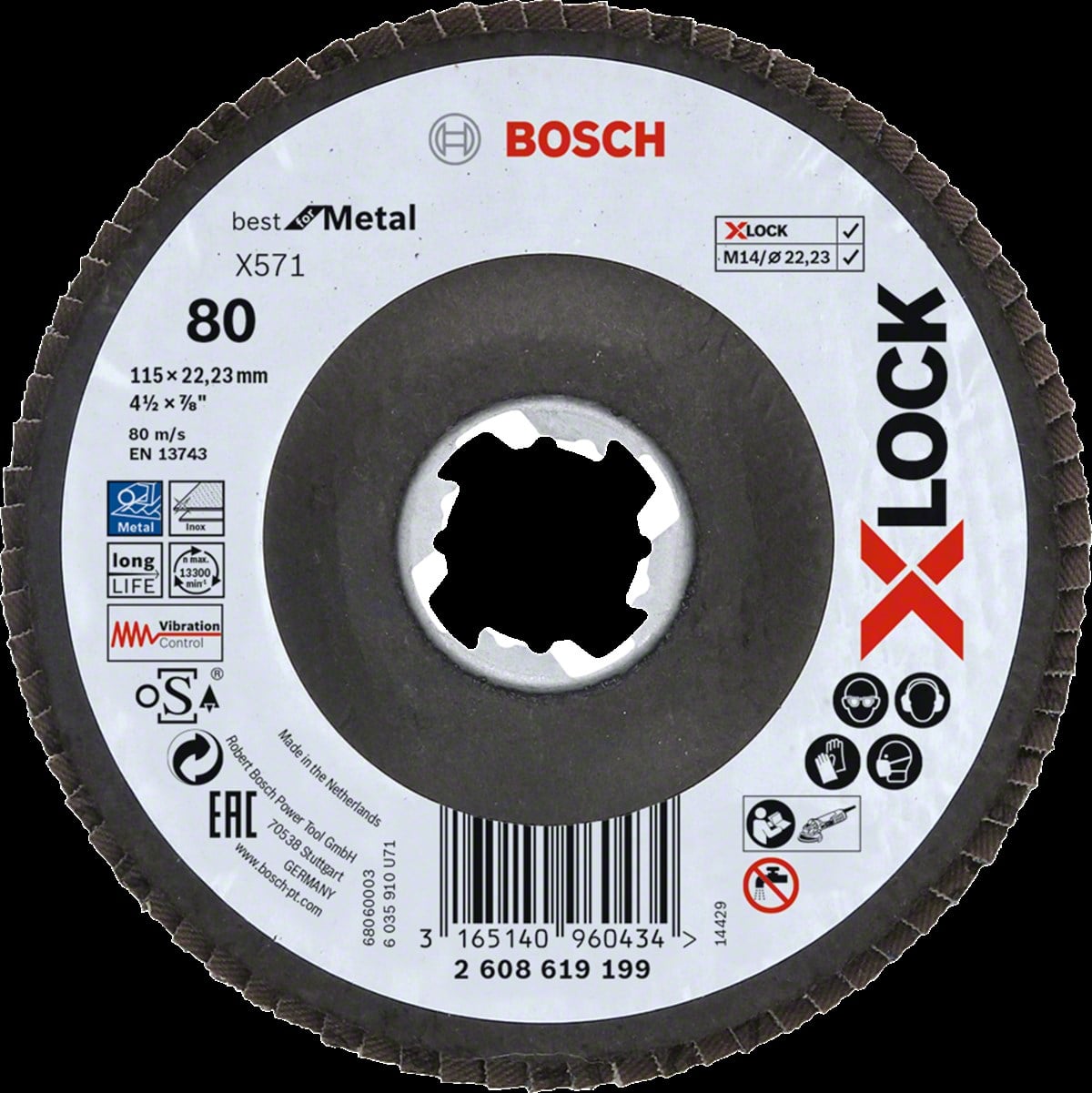Bosch - X-LOCK - 115 mm 80 Kum Best Serisi Metal Flap Disk