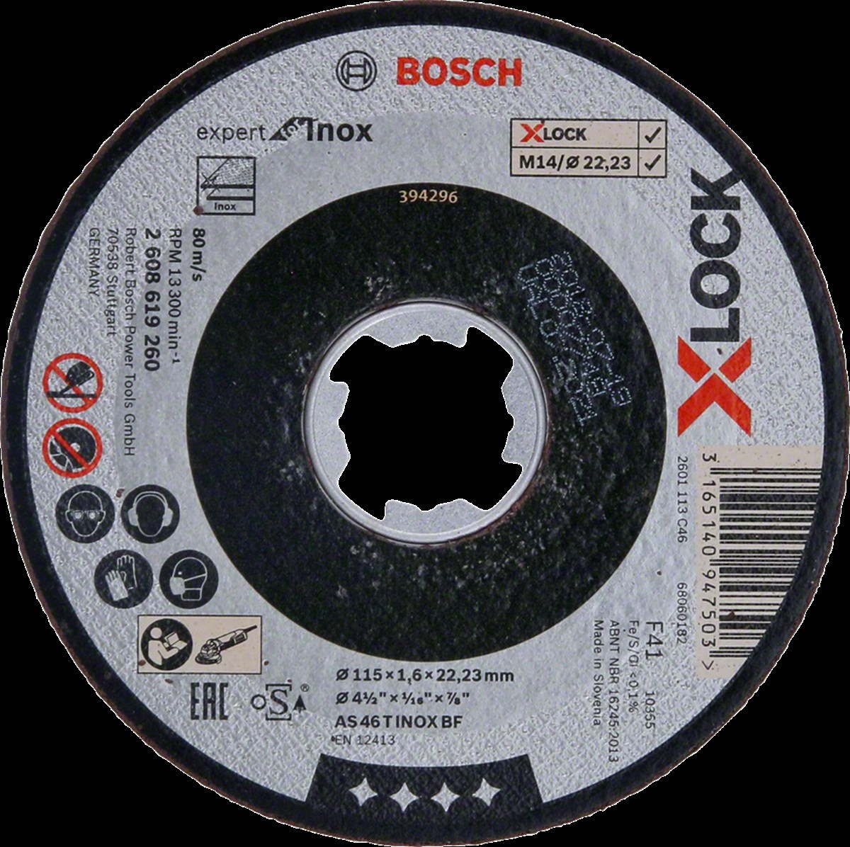 Bosch - X-LOCK - 115*1,6 mm Expert Serisi Düz Inox (Paslanmaz Çelik) Kesme Diski (Taş)