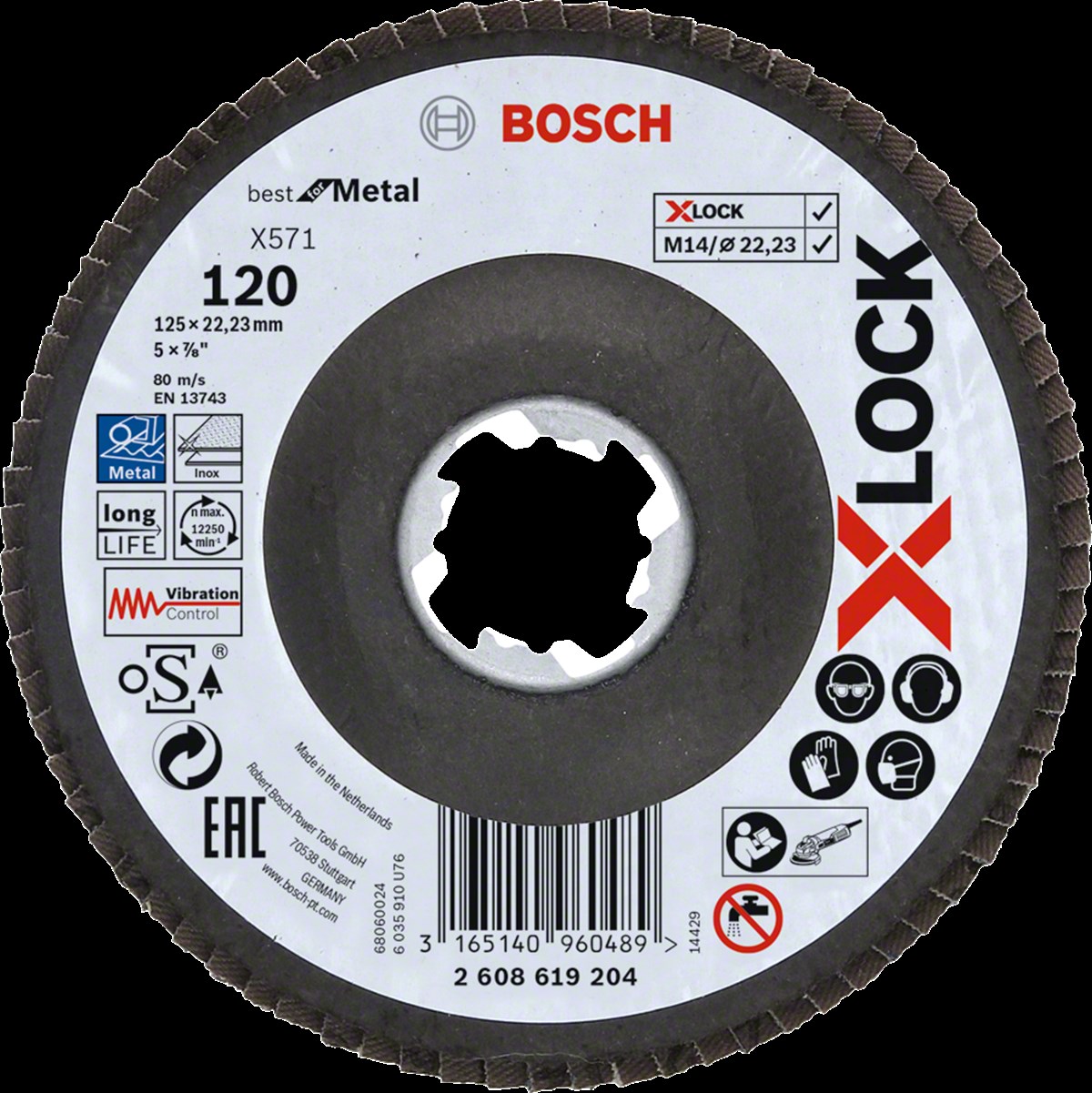 Bosch - X-LOCK - 125 mm 120 Kum Best Serisi Metal Flap Disk