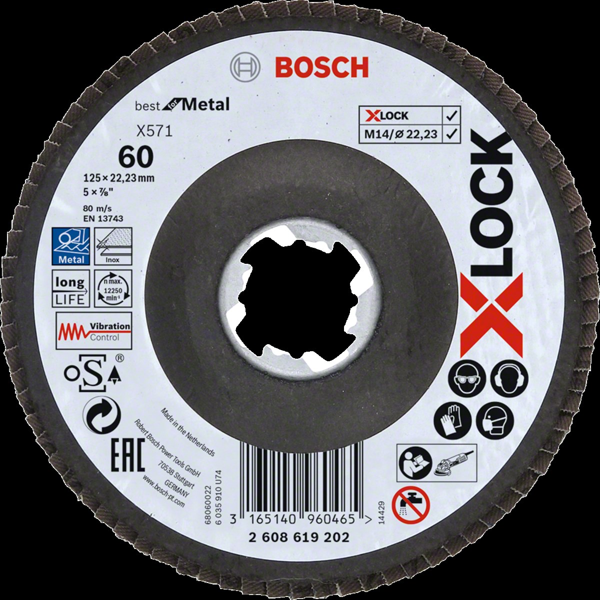 Bosch - X-LOCK - 125 mm 60 Kum Best Serisi Metal Flap Disk