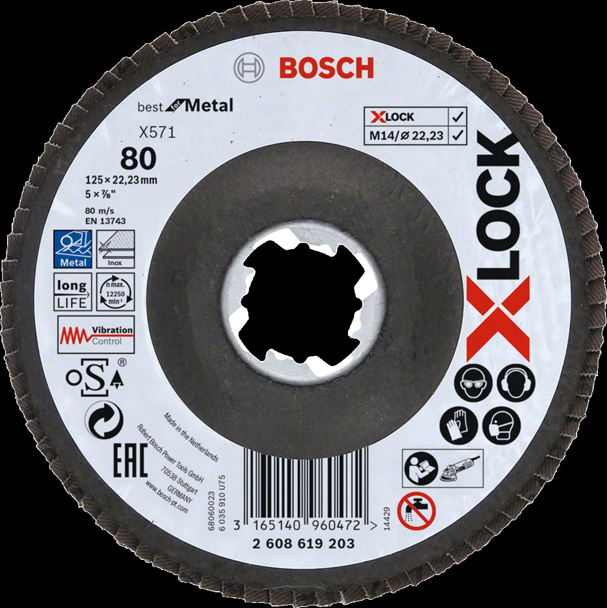 Bosch - X-LOCK - 125 mm 80 Kum Best Serisi Metal Flap Disk