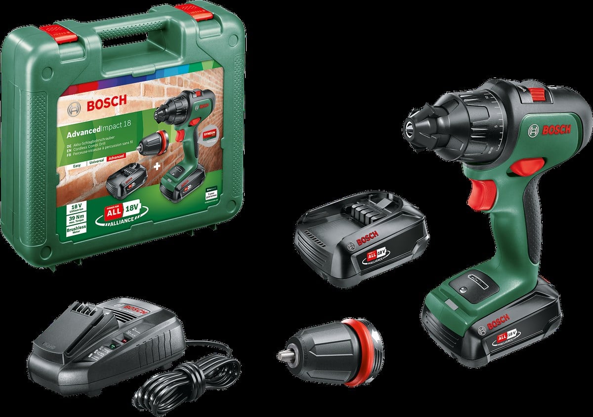 Bosch AdvancedImpact 18 Çift Akülü Darbeli Delme Vidalama Makinesi 18V  (2 x 2,5 Ah) + Şarj Cihazı AL 1830 CV