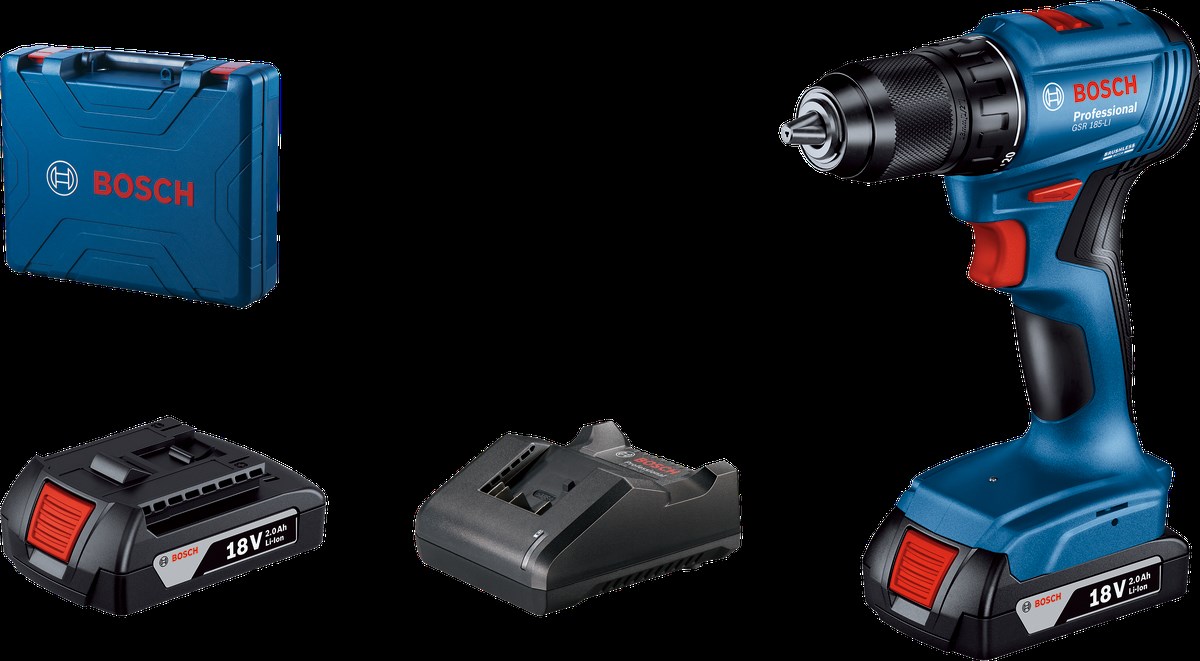 Bosch Professional GSR 185 LI Akülü Delme Vidalama Mak. 2 x 2.0 Ah; Case