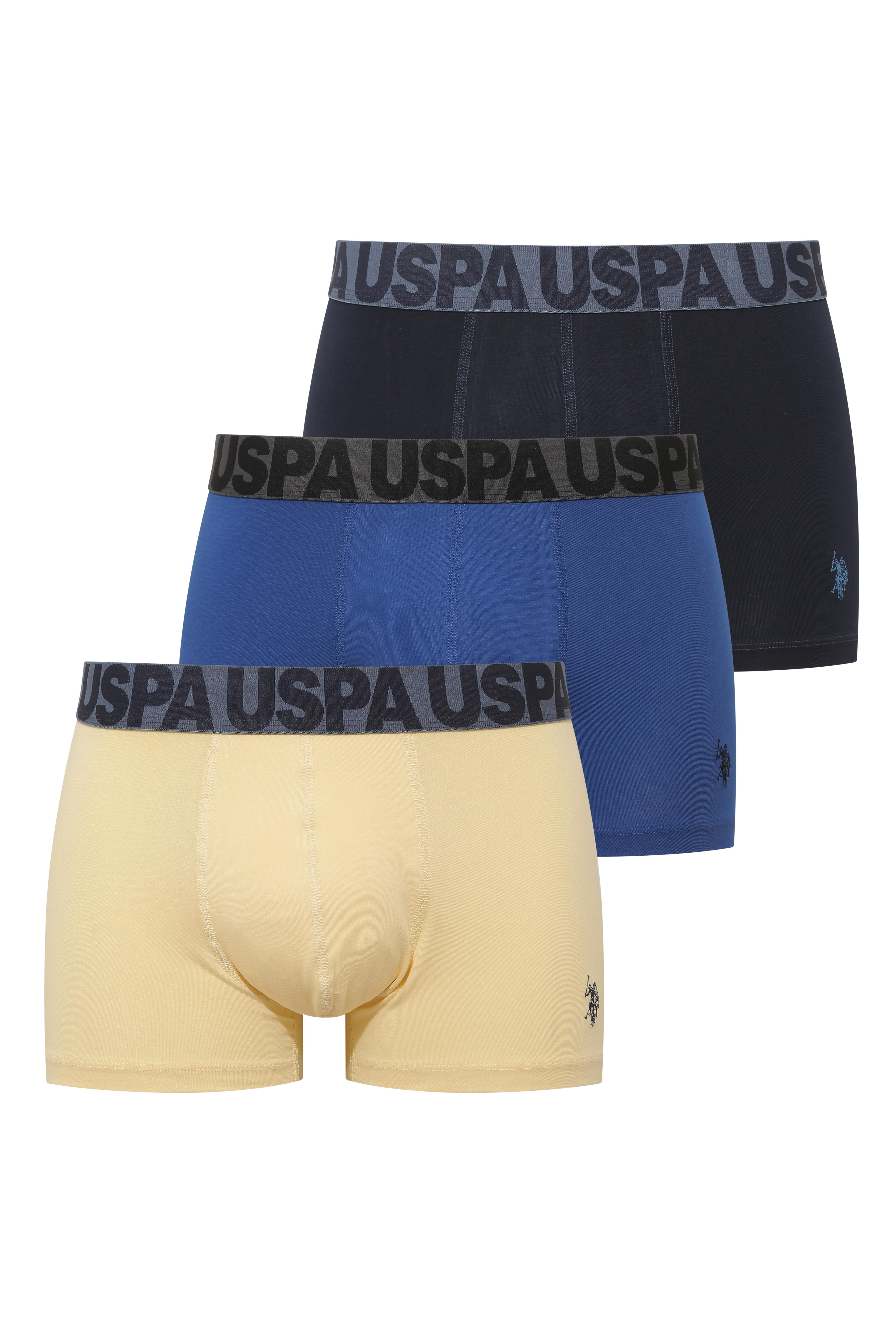  Erkek Lacivert - Saks - Sarı 3 lü Boxer  - US.01.80587 484