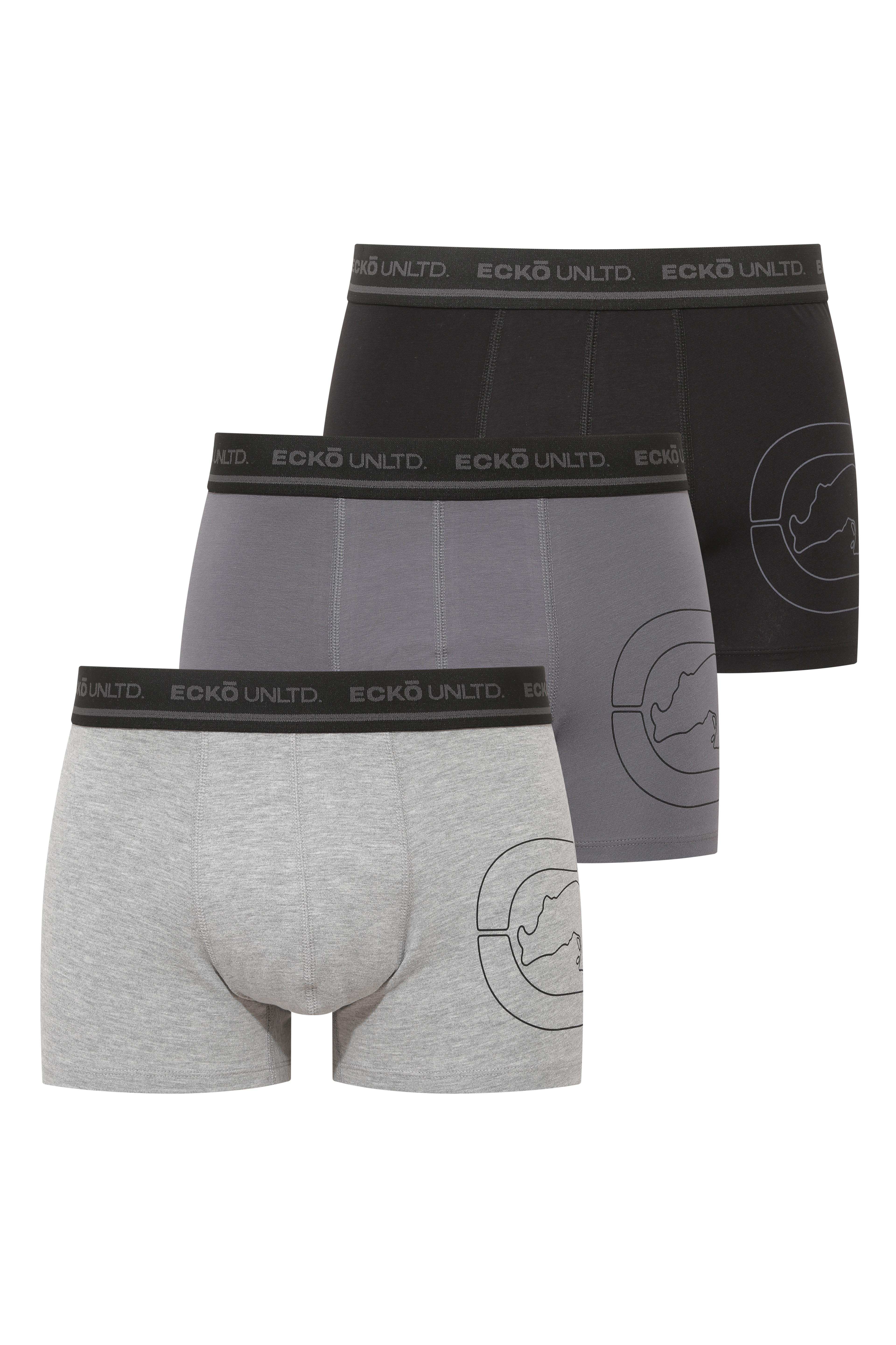 Ecko Antrasit - Gri Melanj - Siyah 3'lü Boxer  - ECKO.01.40000 590