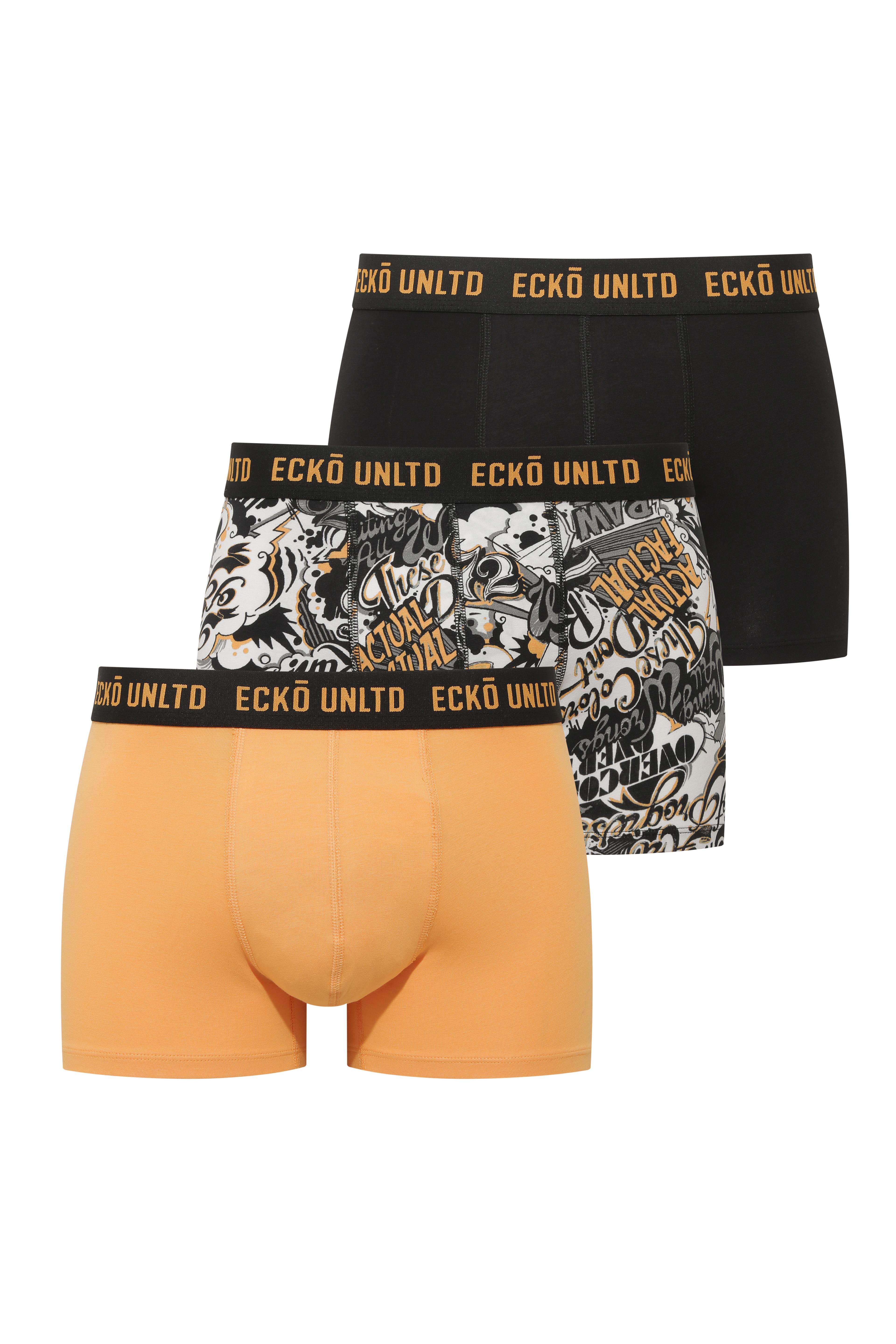 Ecko Sarı - Siyah - Baskılı 3'lü Boxer - ECKO.01.40006 596