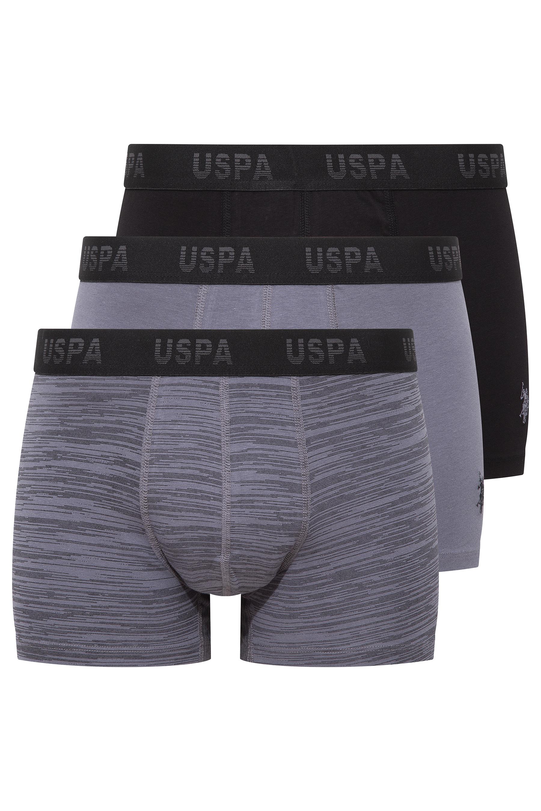 U.S. POLO ASSN. Erkek Antrasit-Siyah-Baskılı 3 lü Boxer  - US.01.80505 556
