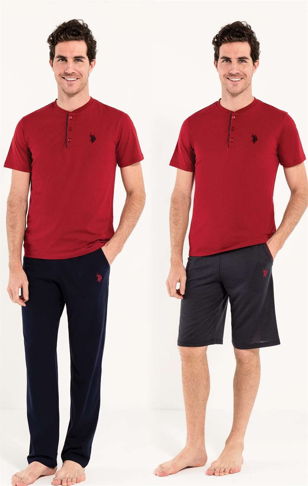 U.S. Polo Assn. Erkek Bordo 3 lü Pijama Takım - US.01.12005 165