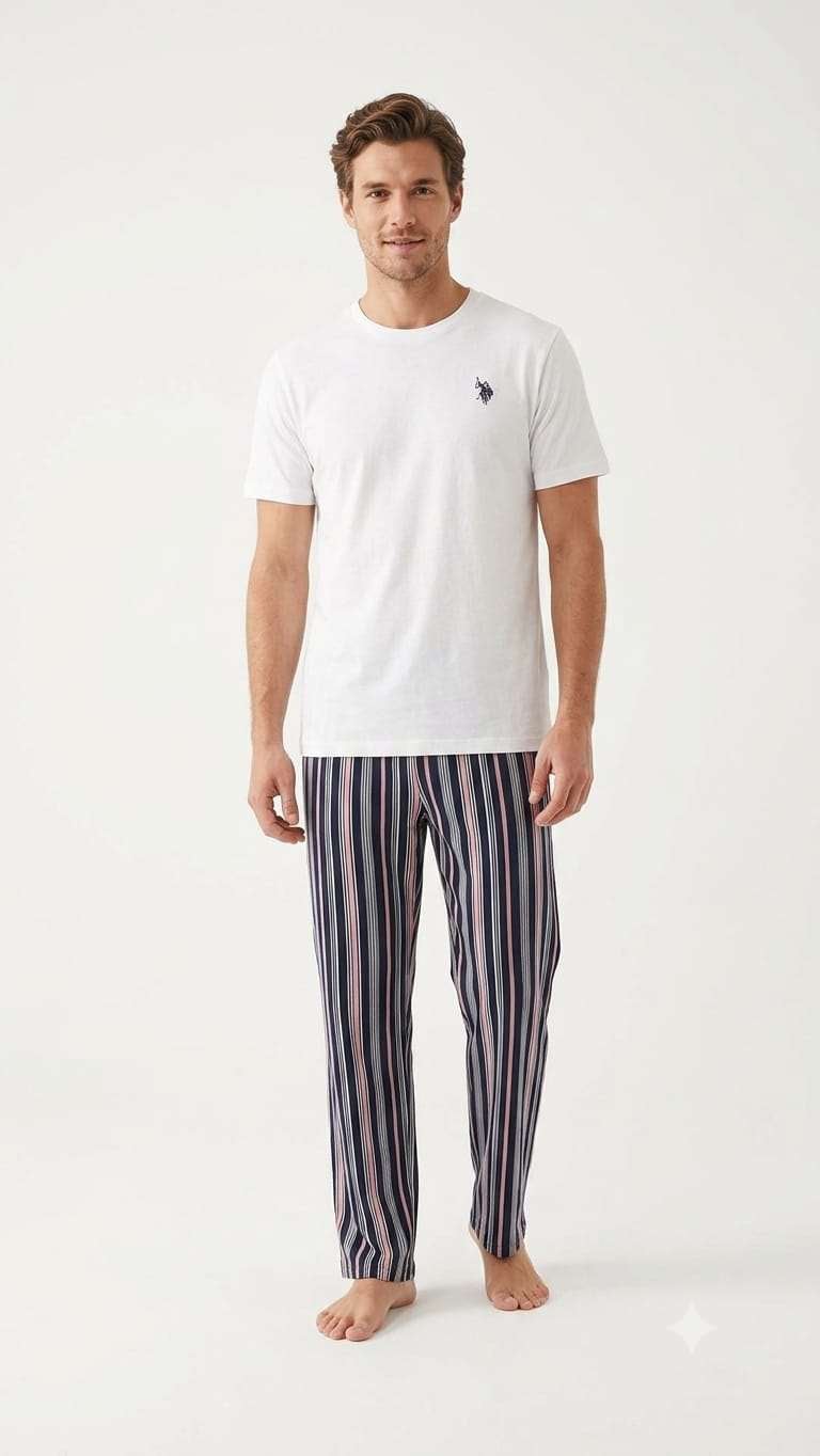 U.S. Polo Assn. Erkek Ekru Pijama Takım  - US.01.18862.INT 102
