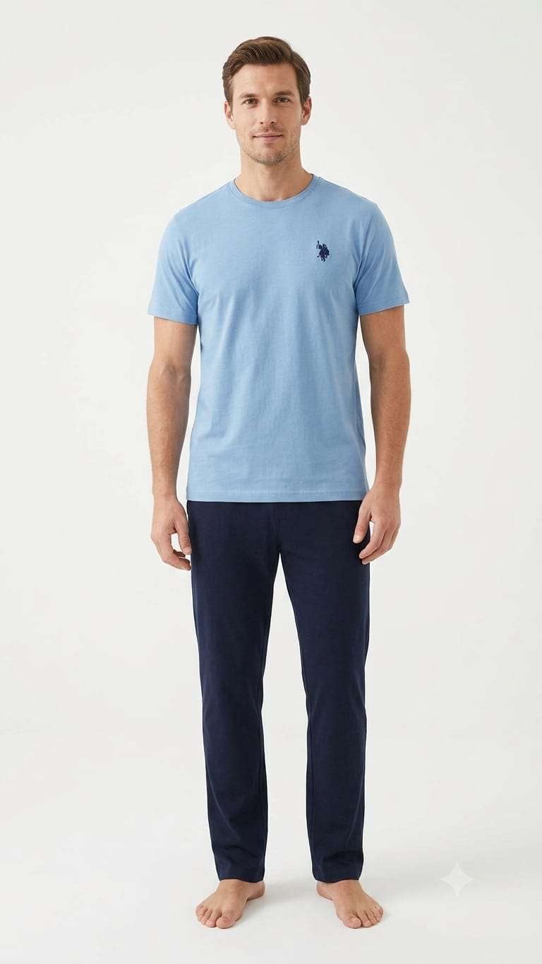 U.S. Polo Assn. Erkek Mavi Pijama Takım  - US.01.18860.INT 180