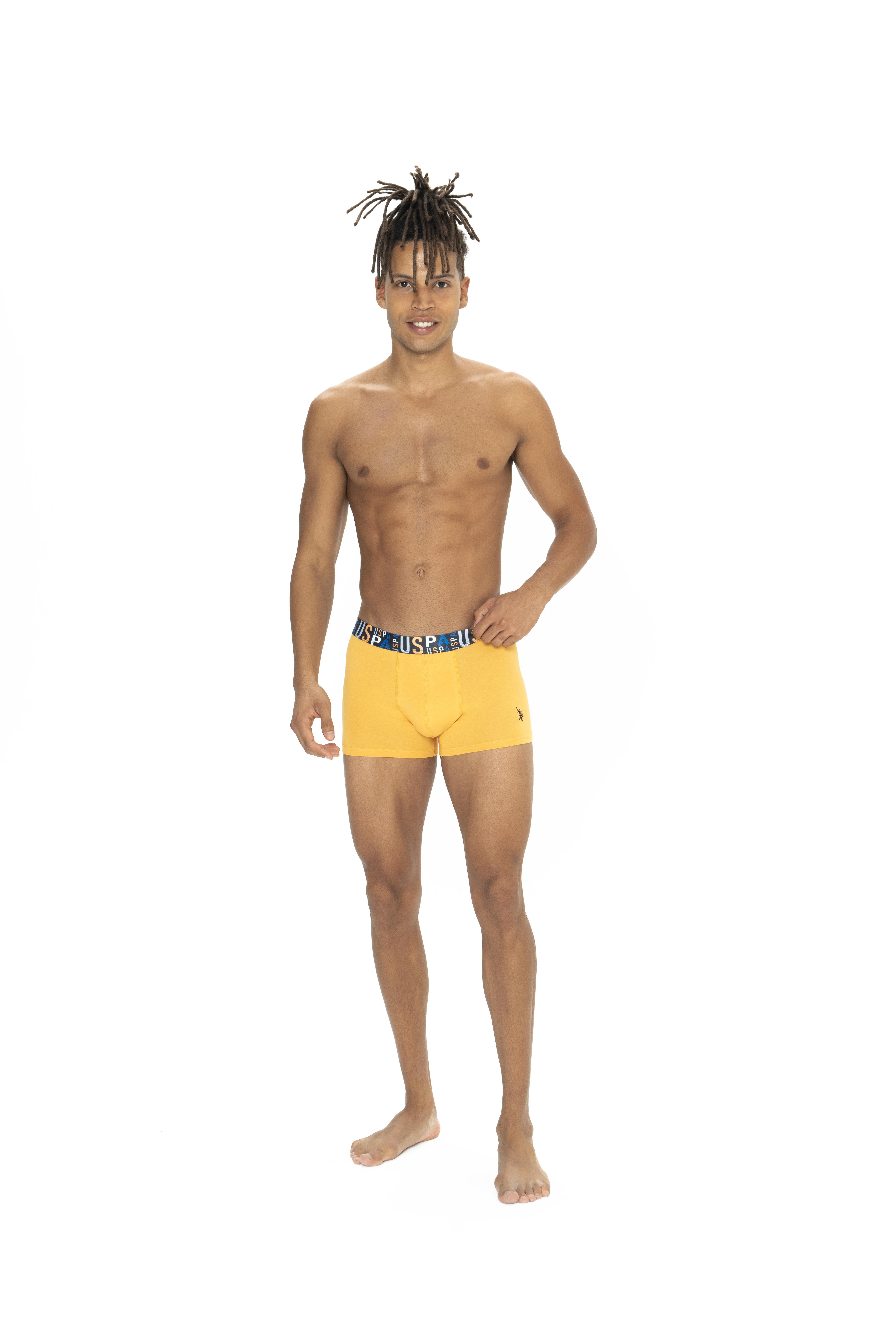 U.S. Polo Assn. Erkek Saks - Sarı - Lacivert 3 lü Boxer  - US.01.80572 484