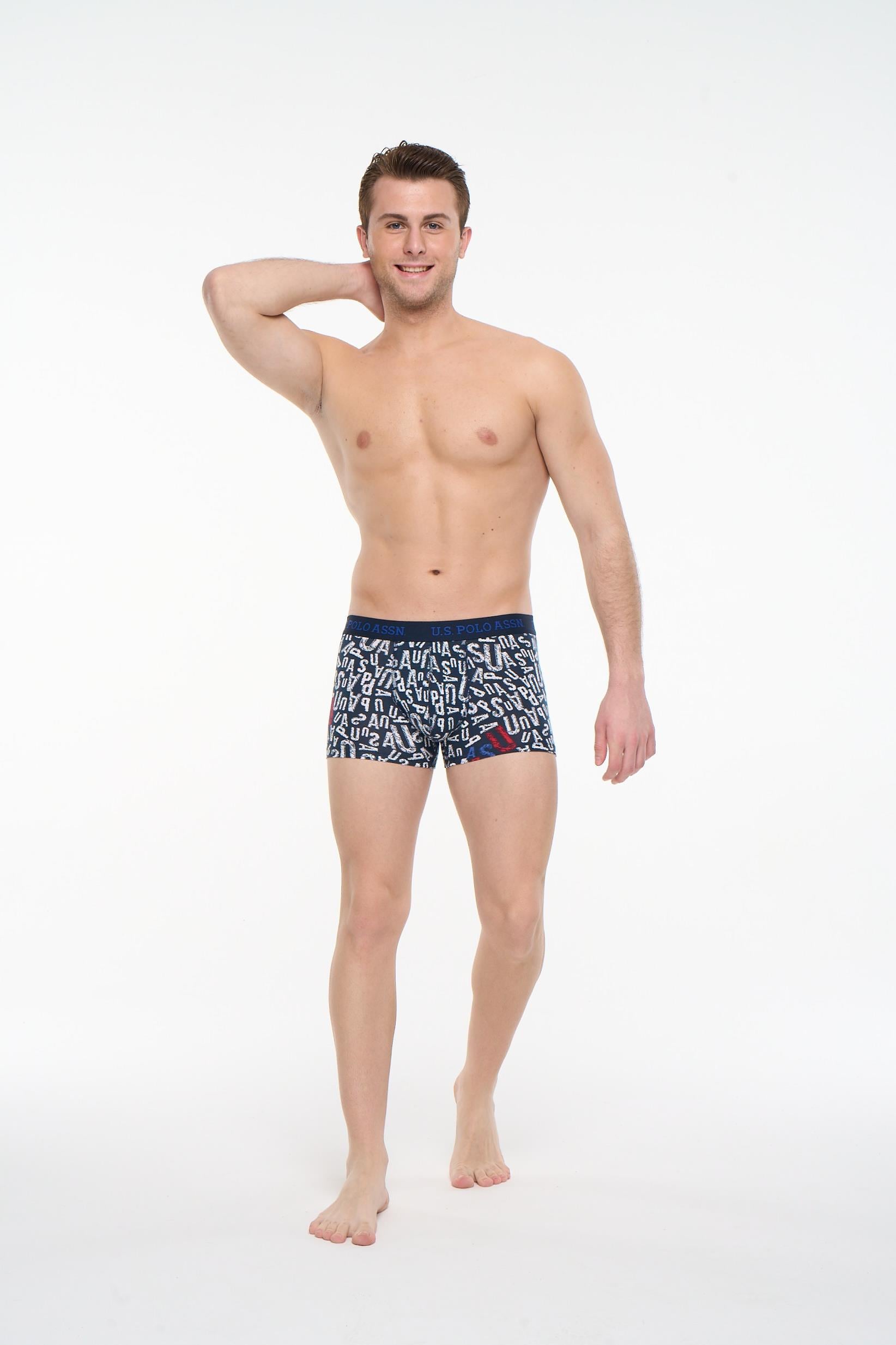 U.S. Polo Assn. Erkek Sax - Baskılı - Lacivert 3 lü Boxer  - US.01.80497