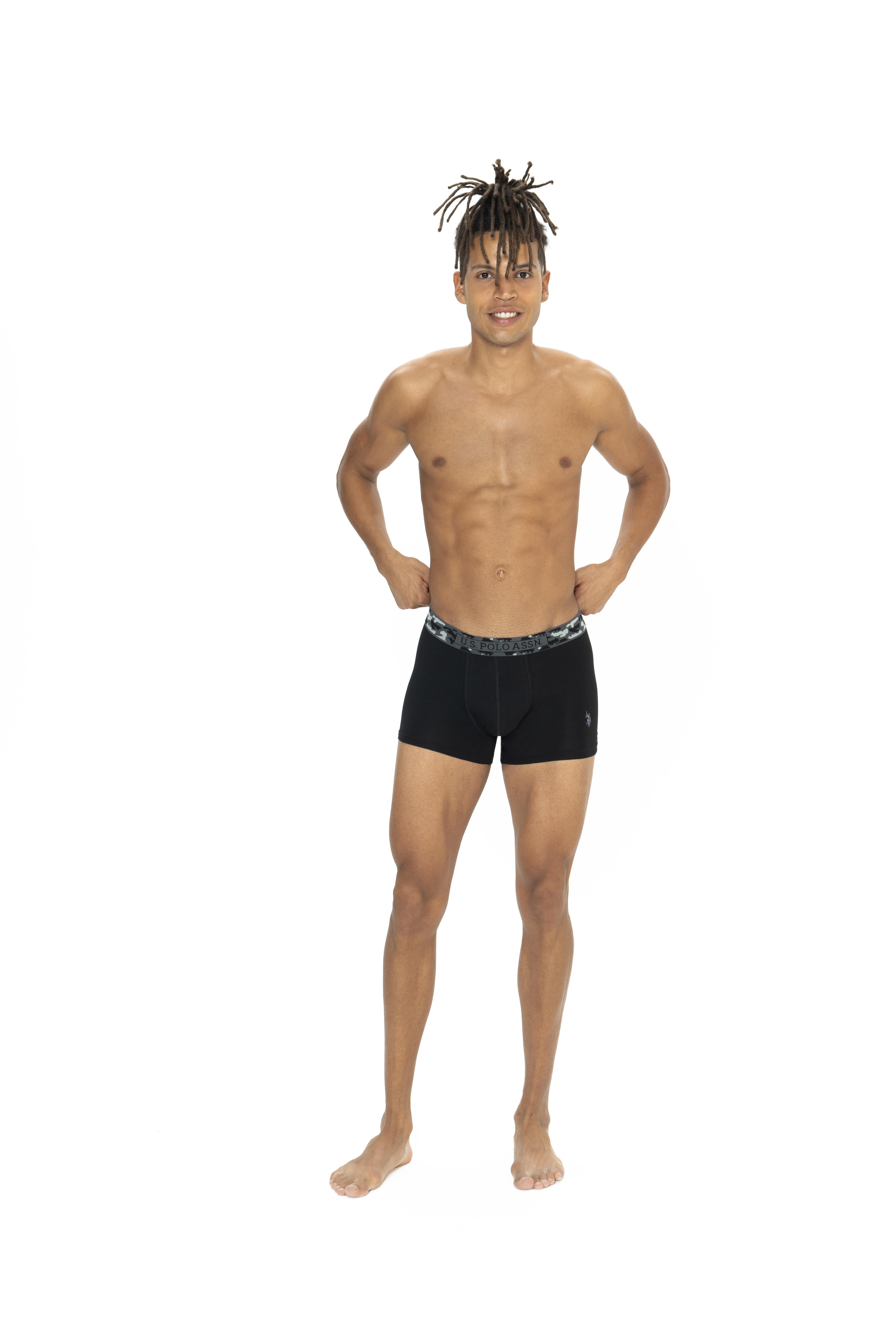 U.S. Polo Assn. Erkek Siyah - Antrasit - Baskılı 3 lü Boxer  - US.01.80542 556