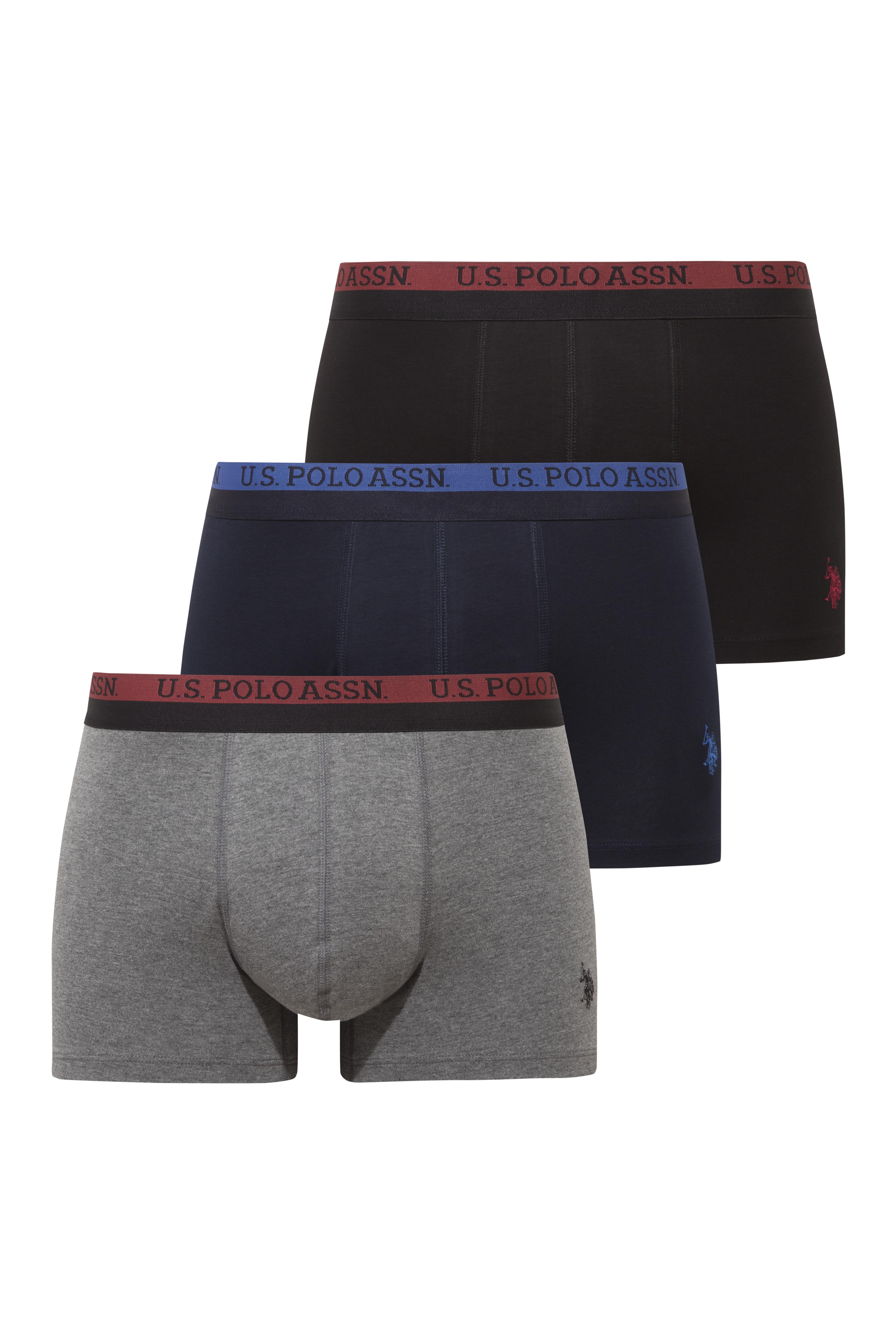 U.S. Polo Assn. Erkek Siyah - Antrasit - Lacivert 3 lü Boxer  - US.01.80650.INT 488