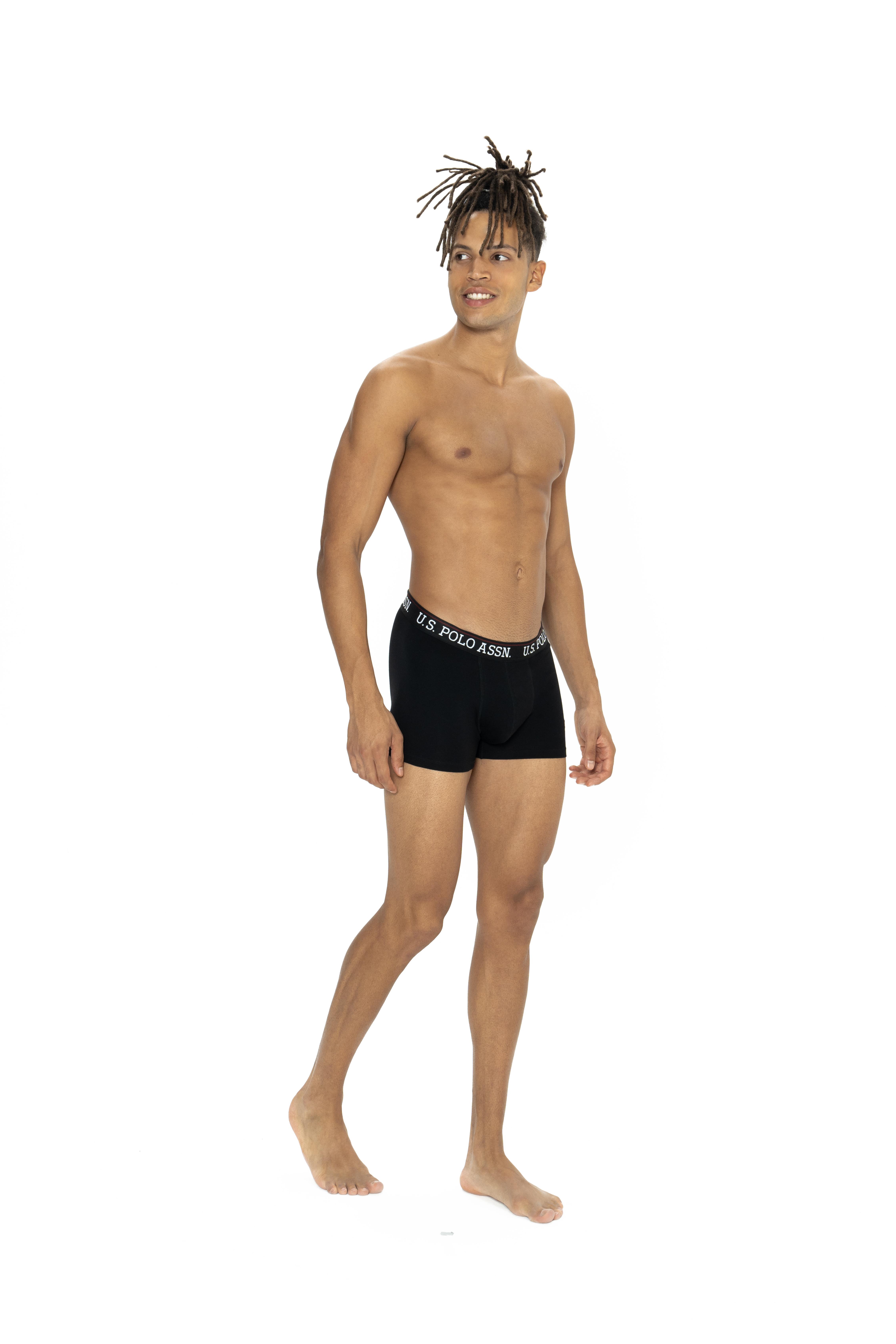 U.S. Polo Assn. Erkek Siyah - Bordo - Baskılı 3 lü Boxer  - US.01.80528 560