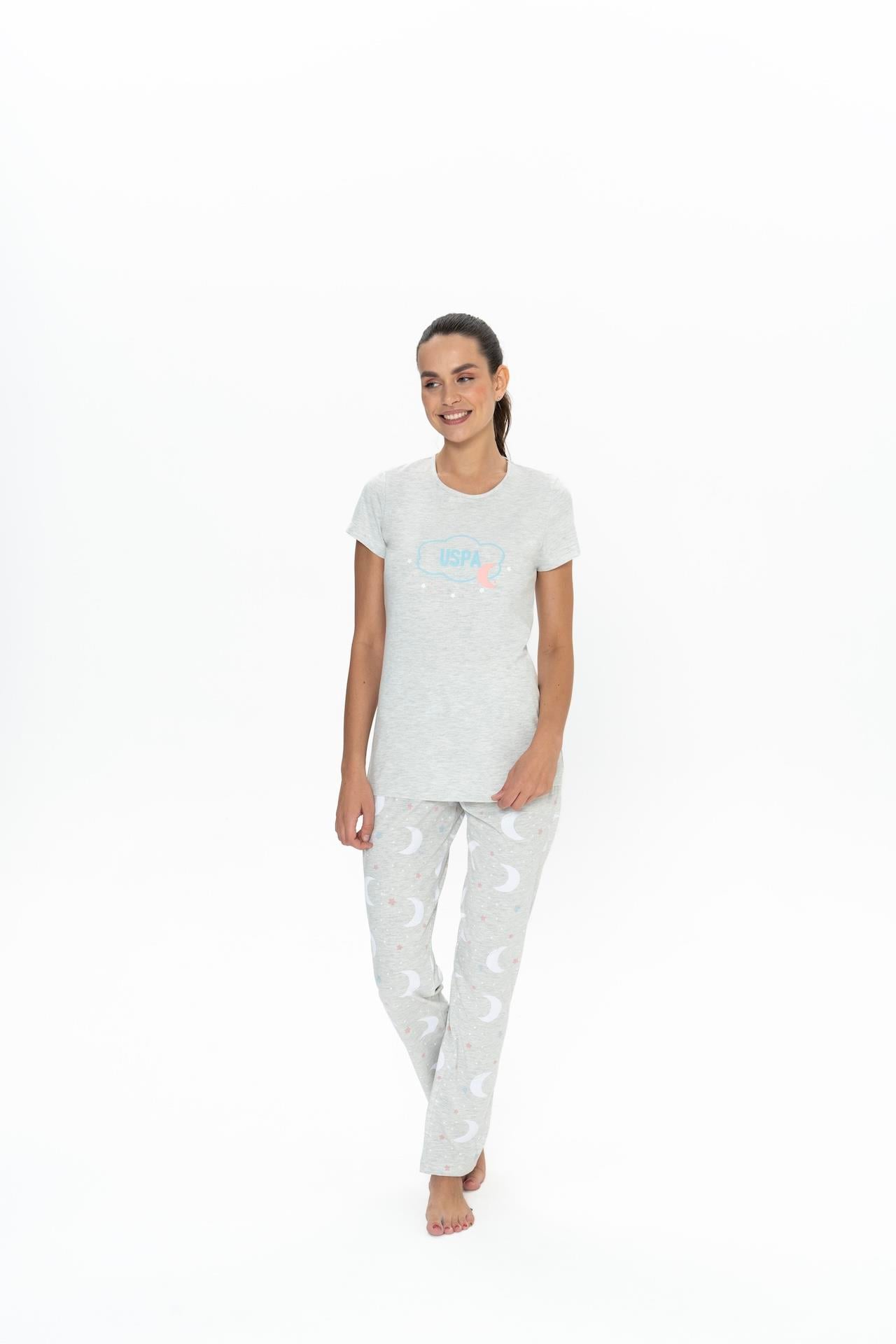U.S. Polo Assn. Kadın Ekru Melanj Pijama Takım  - US.01.20075.25Y 121