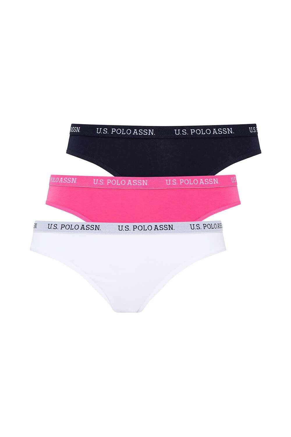 U.S. Polo Assn. Kadın Lacivert - Fuşya - Beyaz 3 Lü Slip - US.01.66119 436