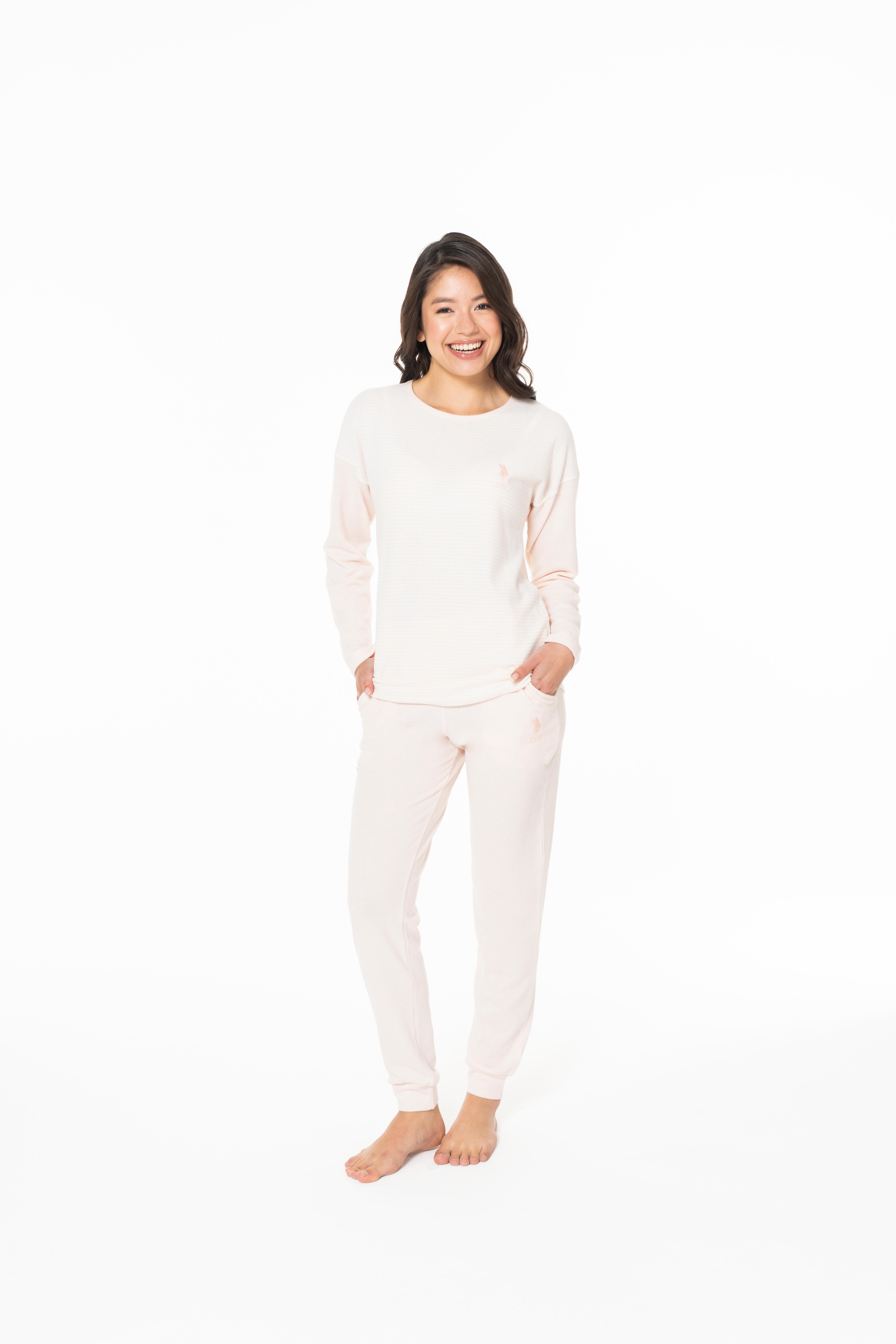 U.S. Polo Assn. Kadın Pembe Melanj Pijama Takım  - US.01.20129.26K 301