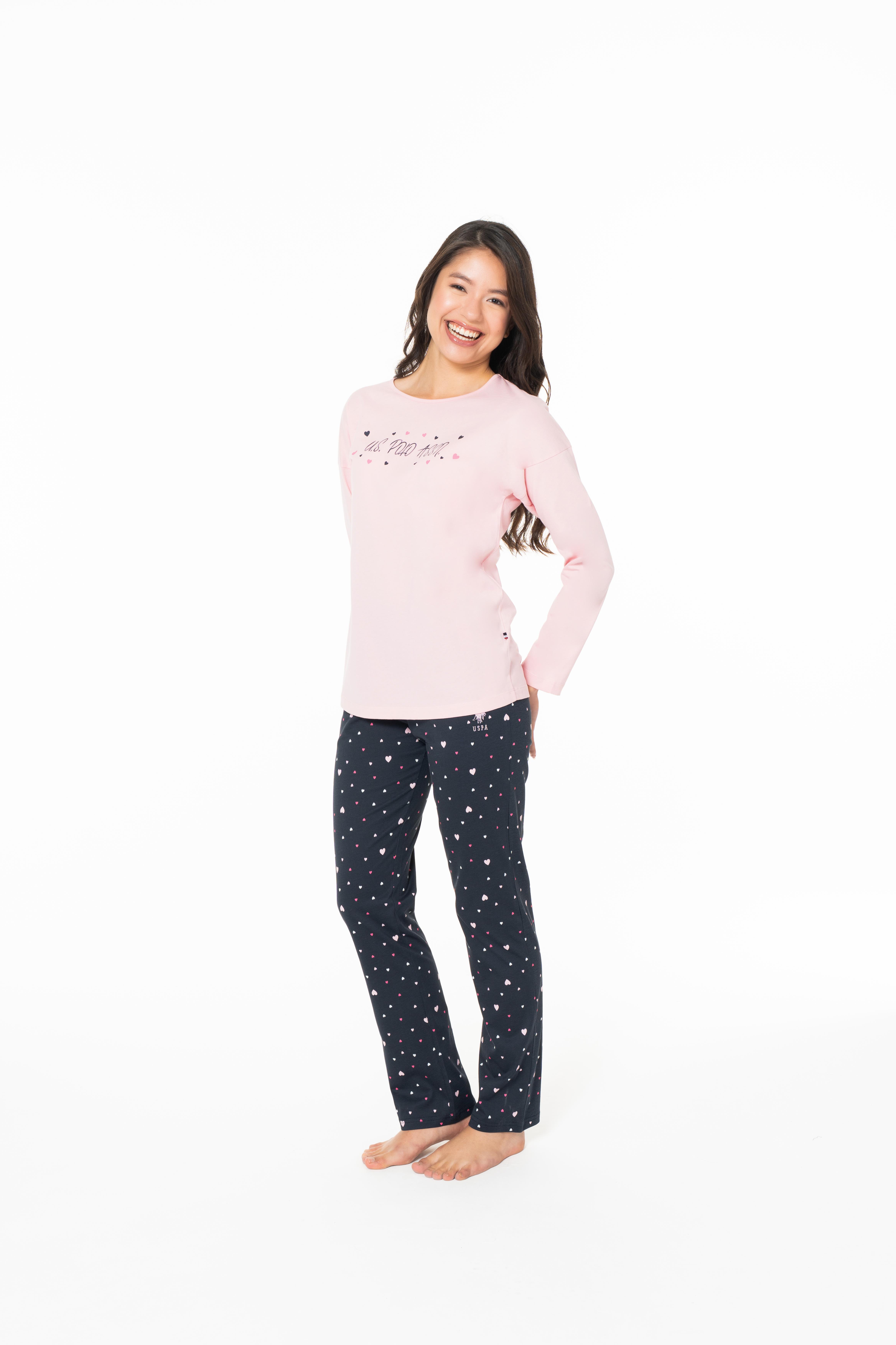 U.S. Polo Assn. Kadın Pembe Pijama Takım  - US.01.20140.26K 300