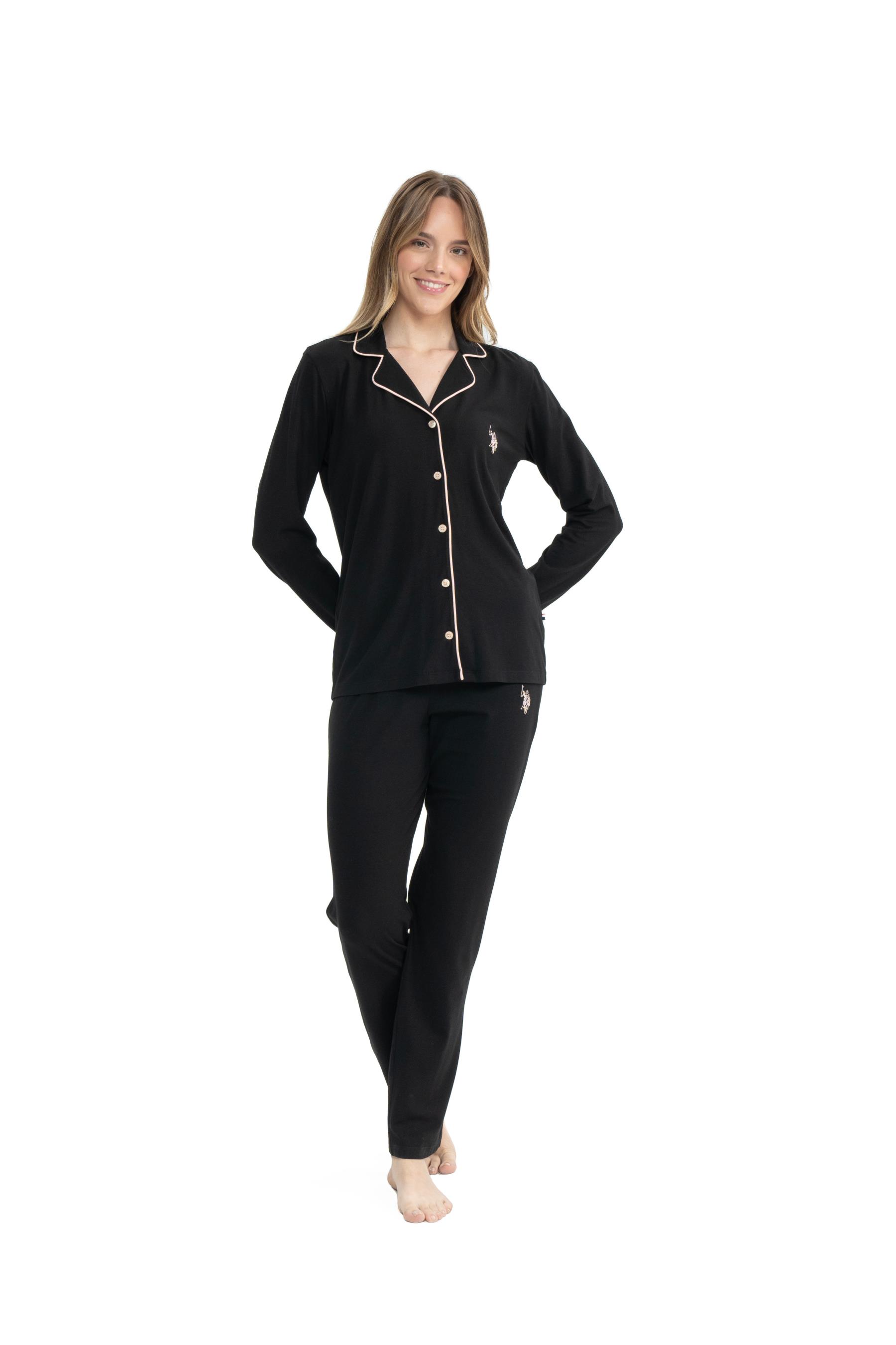 U.S. Polo Assn. -  Kadın Siyah Boydan Patlı Pijama Takımı  - US.01.11000 140