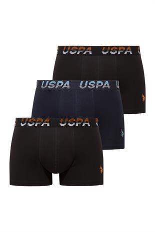 U.S. Polo Assn. 80651 200 Siyah - Siyah -Lacivert 3 lü Boxer  - US.01.80651.INT 200 515
