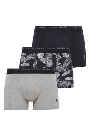 U.S. Polo Assn.  Erkek 200 Lacivert- Gri Melanj-Lacivert 3 lü Boxer  - US.01.80536.INT 200