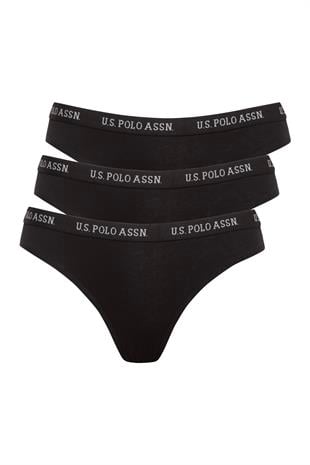 U.S. Polo Assn. Kadın Siyah - Siyah - Siyah  3 lü Slip  - US.01.66119 140