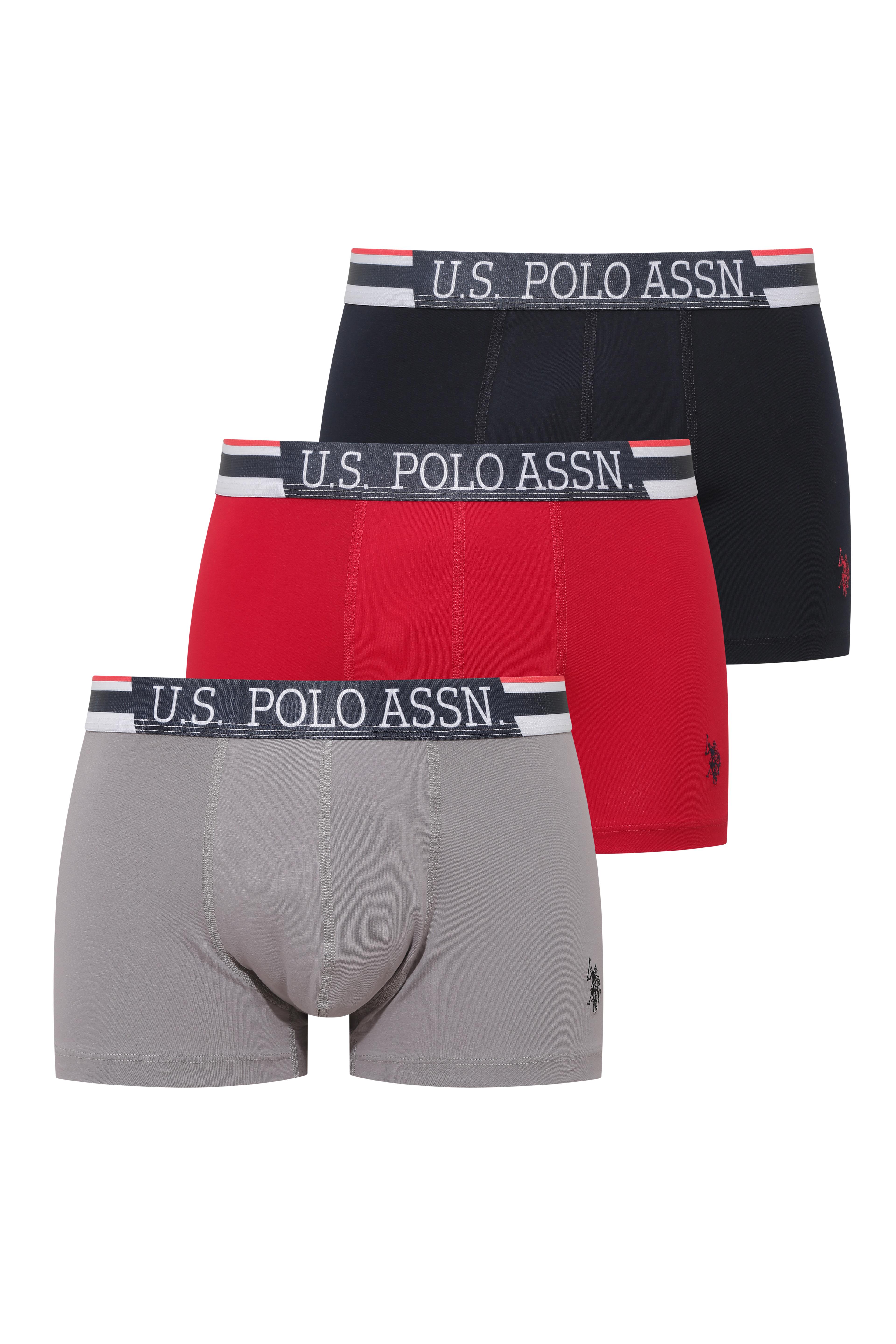 Erkek Gri - Kırmızı - Lacivert 3 lü Boxer  - US.01.80584 576