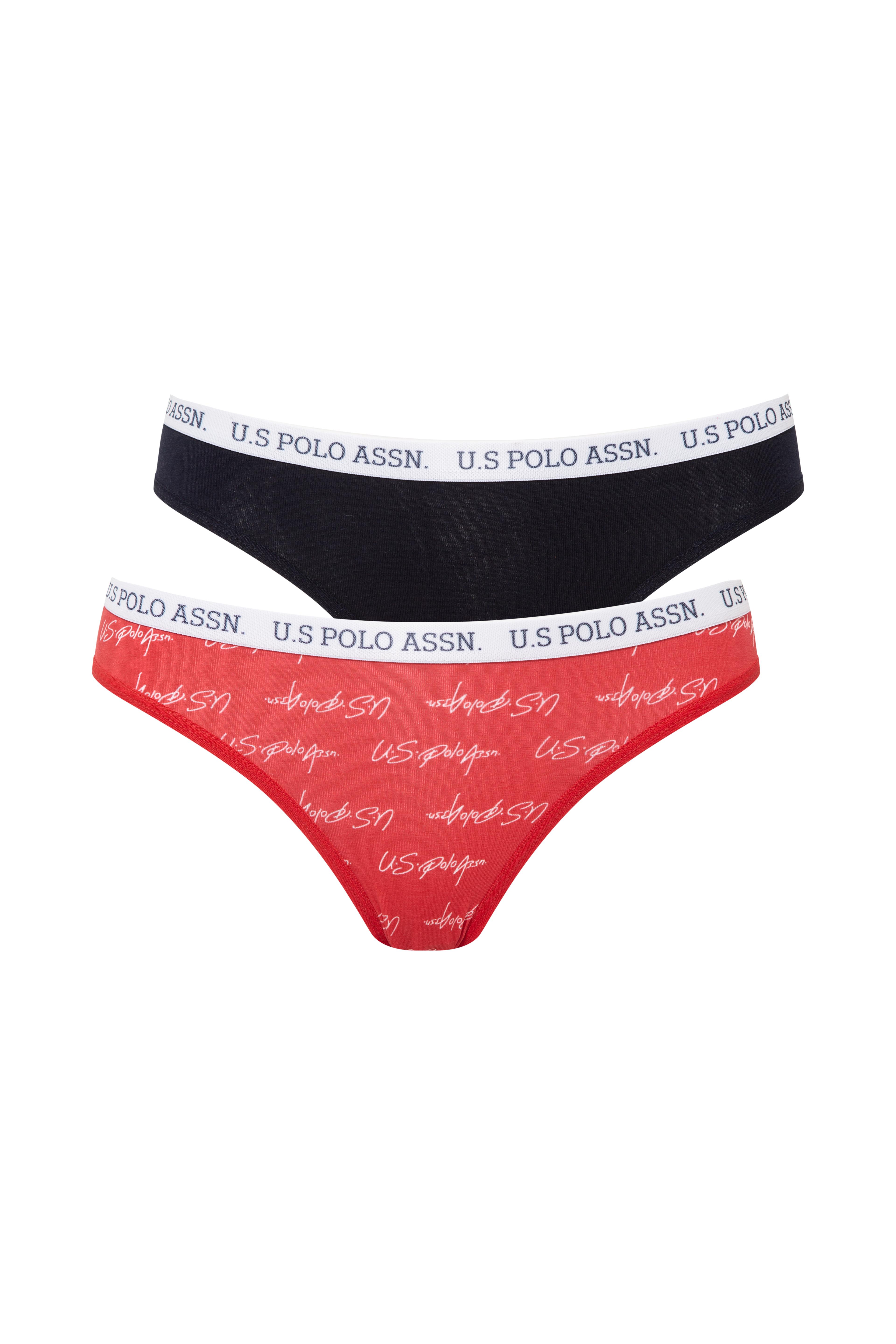  Kadın Kırmızı - Lacivert -  Baskılı 3 lü Slip  - US.01.66455 552